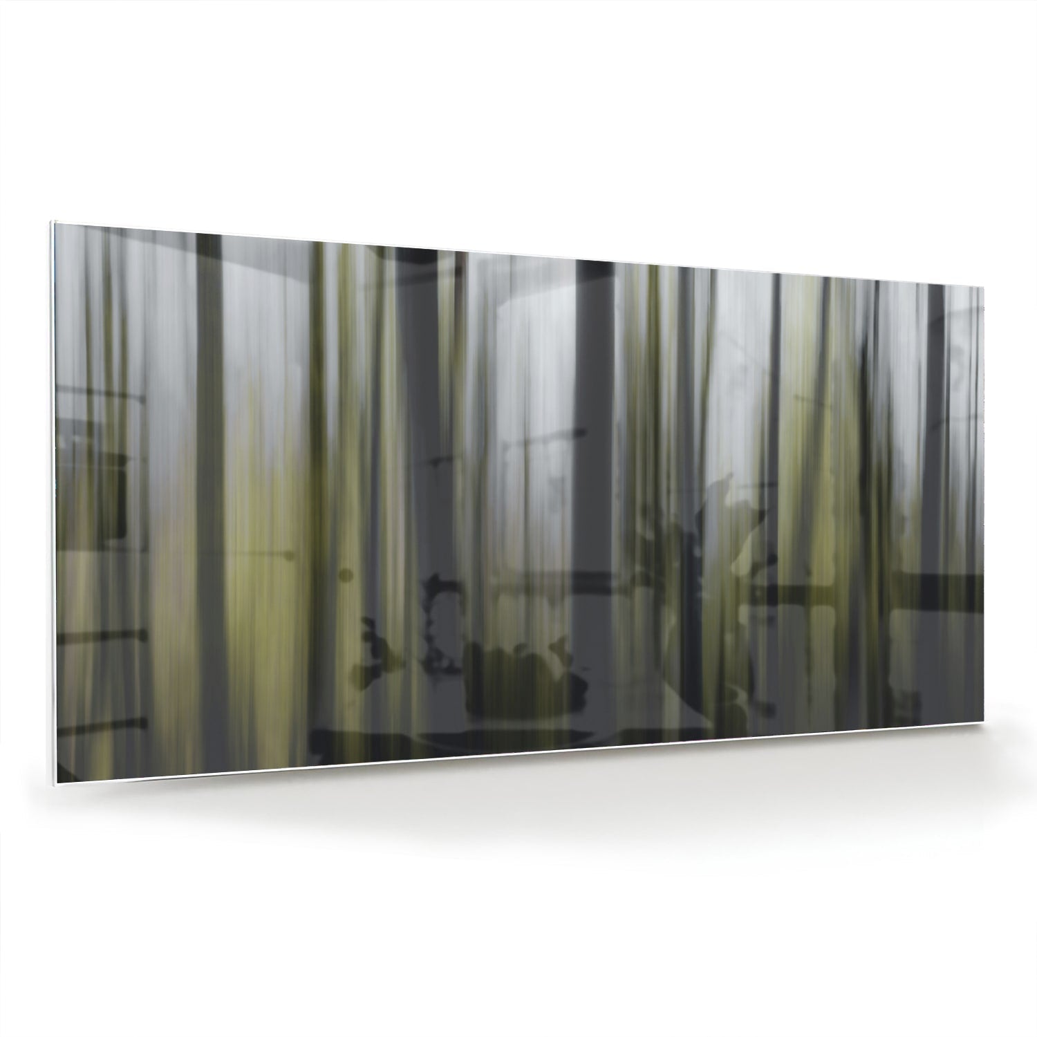 Glasbild mit grünem Bambus in einem modernen Wohnzimmer – Glasbild aus Sicherheitsglas, Größe 70x70_rond