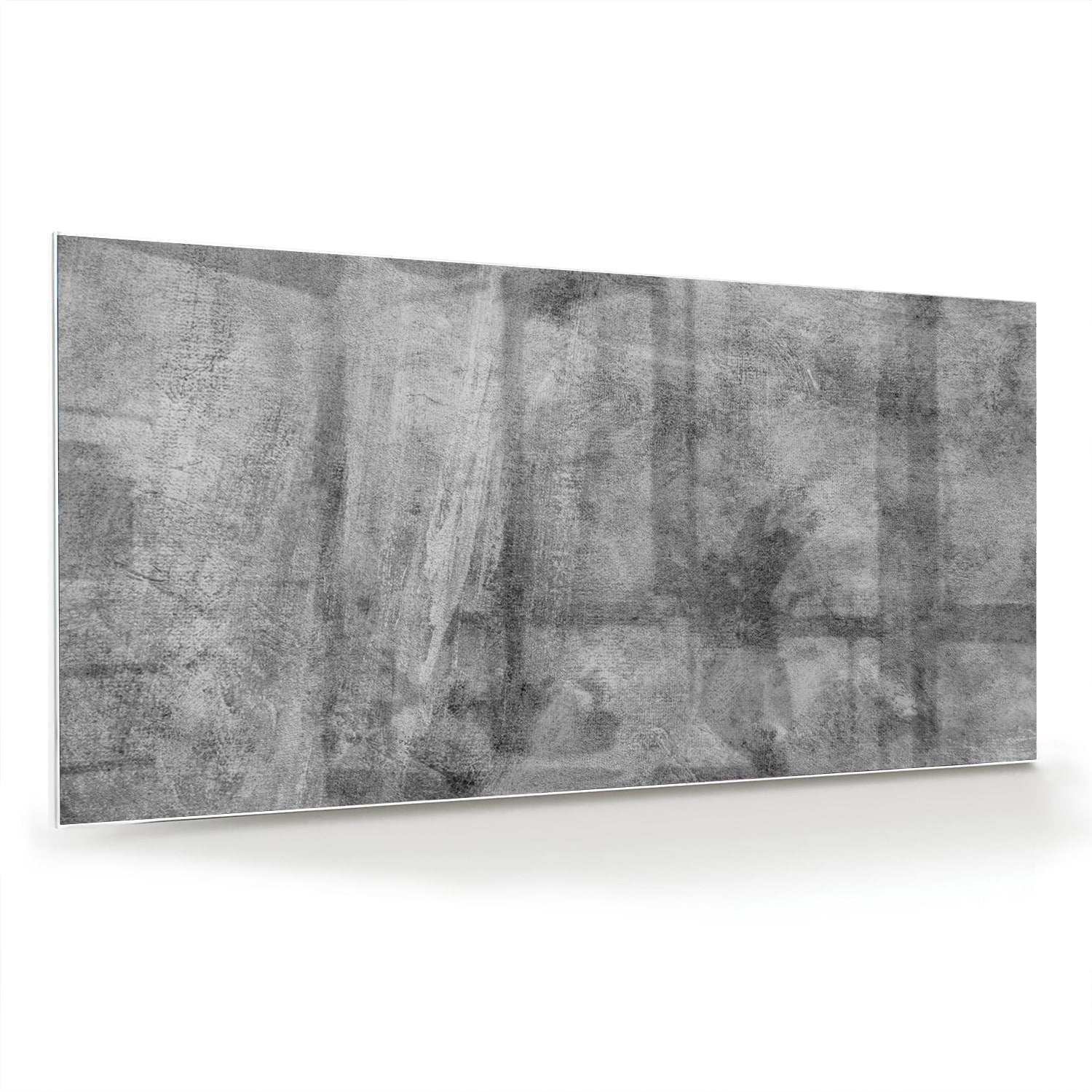 Abstraktes Glasbild in Grautönen – Glasbild aus Sicherheitsglas, Größe 70x70_rond