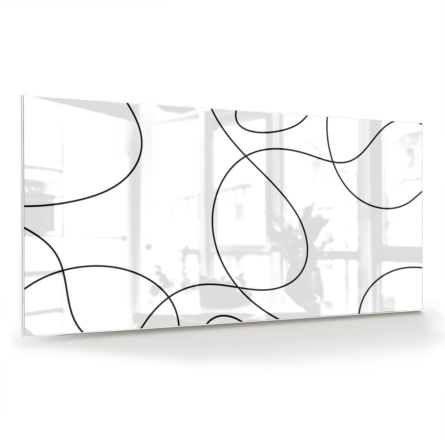 Modernes Glasbild mit schwarzen Linien – Glasbild aus Sicherheitsglas, Größe 70x70_rond