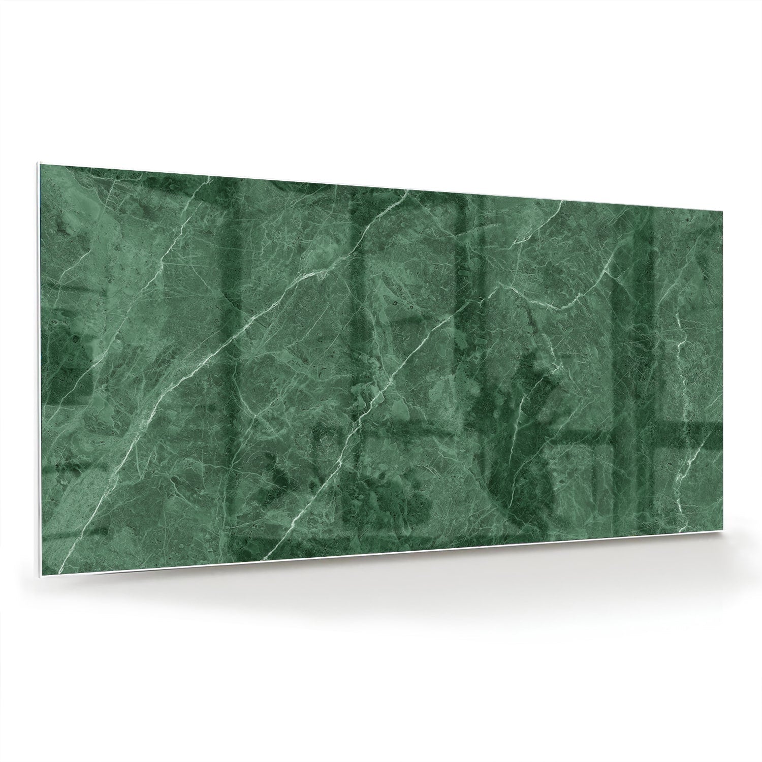 Grünes Glasbild mit Marmoroptik – Glasbild aus Sicherheitsglas, Größe 70x70_rond