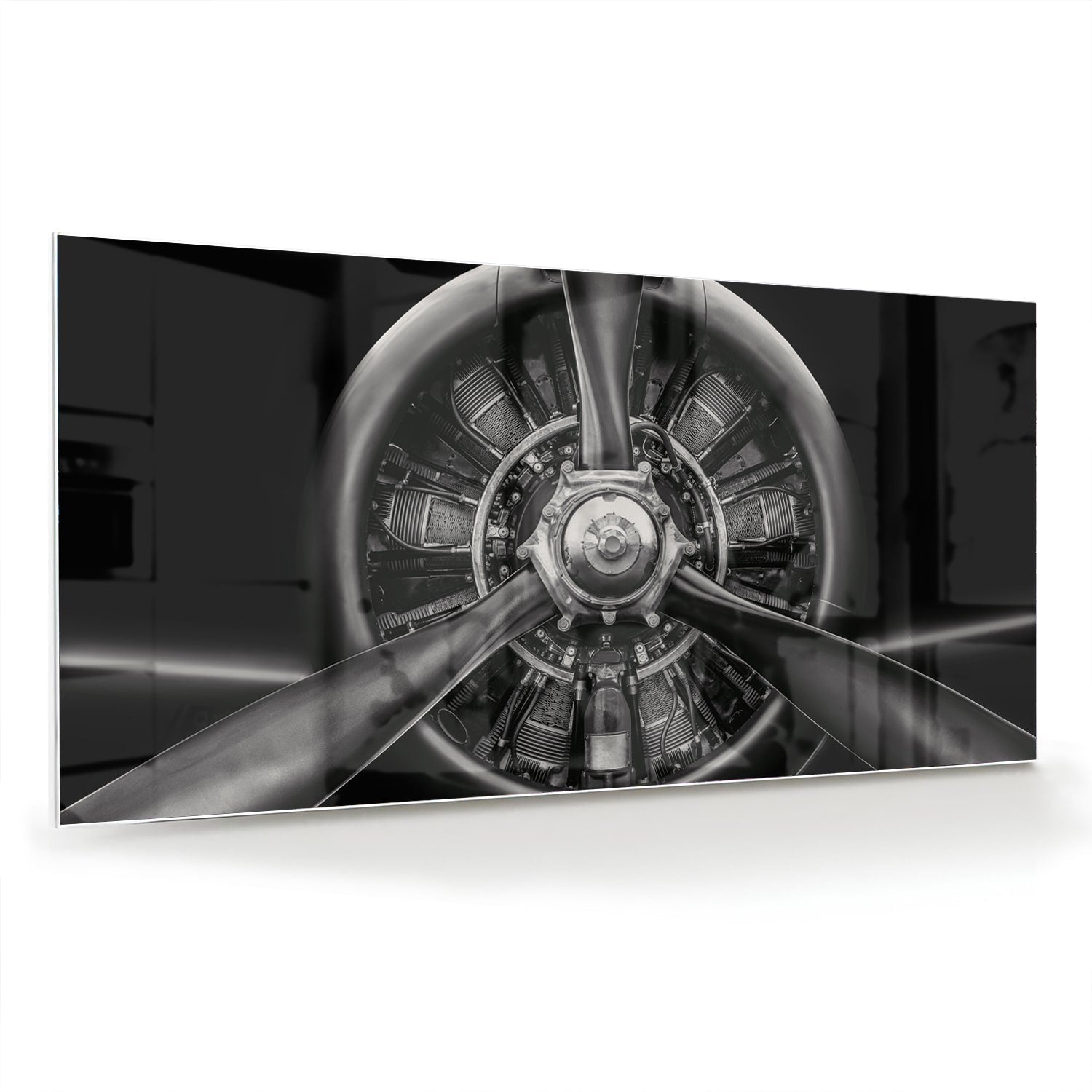 Glasbild mit einem Vintage-Propeller – Glasbild aus Sicherheitsglas, Größe 70x70_rond