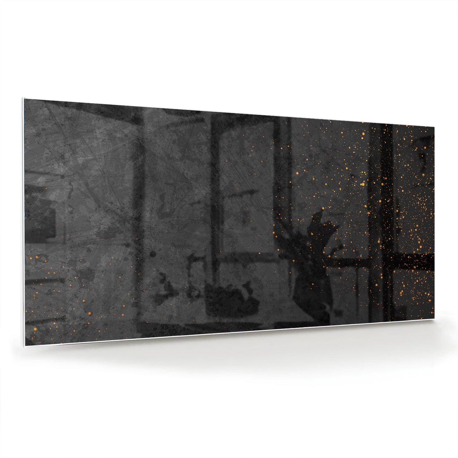 Modernes Glasbild mit dunklem Design und goldenen Akzenten – Glasbild aus Sicherheitsglas, Größe 70x70_rond