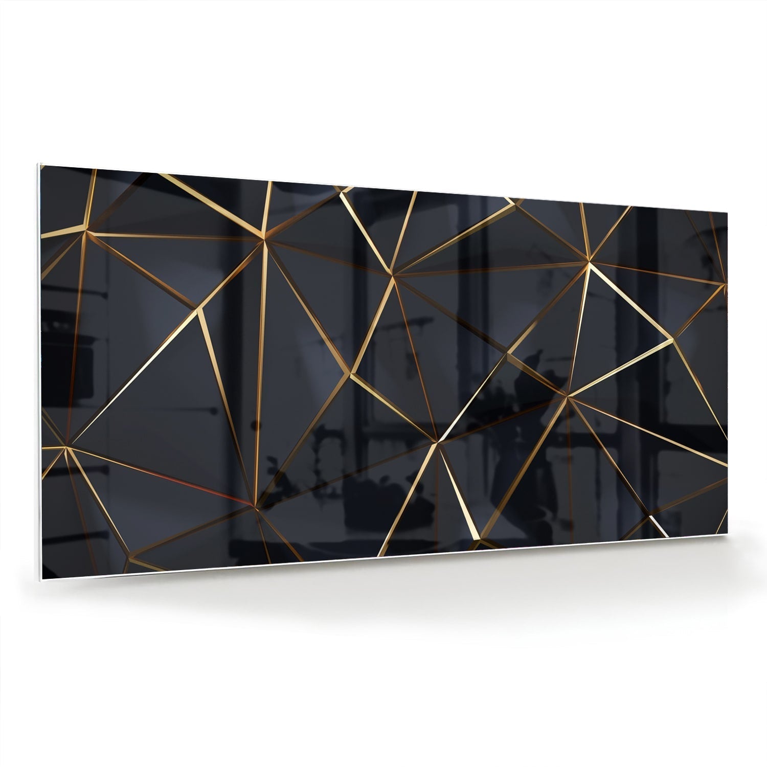 Modernes Glasbild mit goldenen Akzenten als moderne Glas-Wanddekoration aus 4 mm Sicherheitsglas