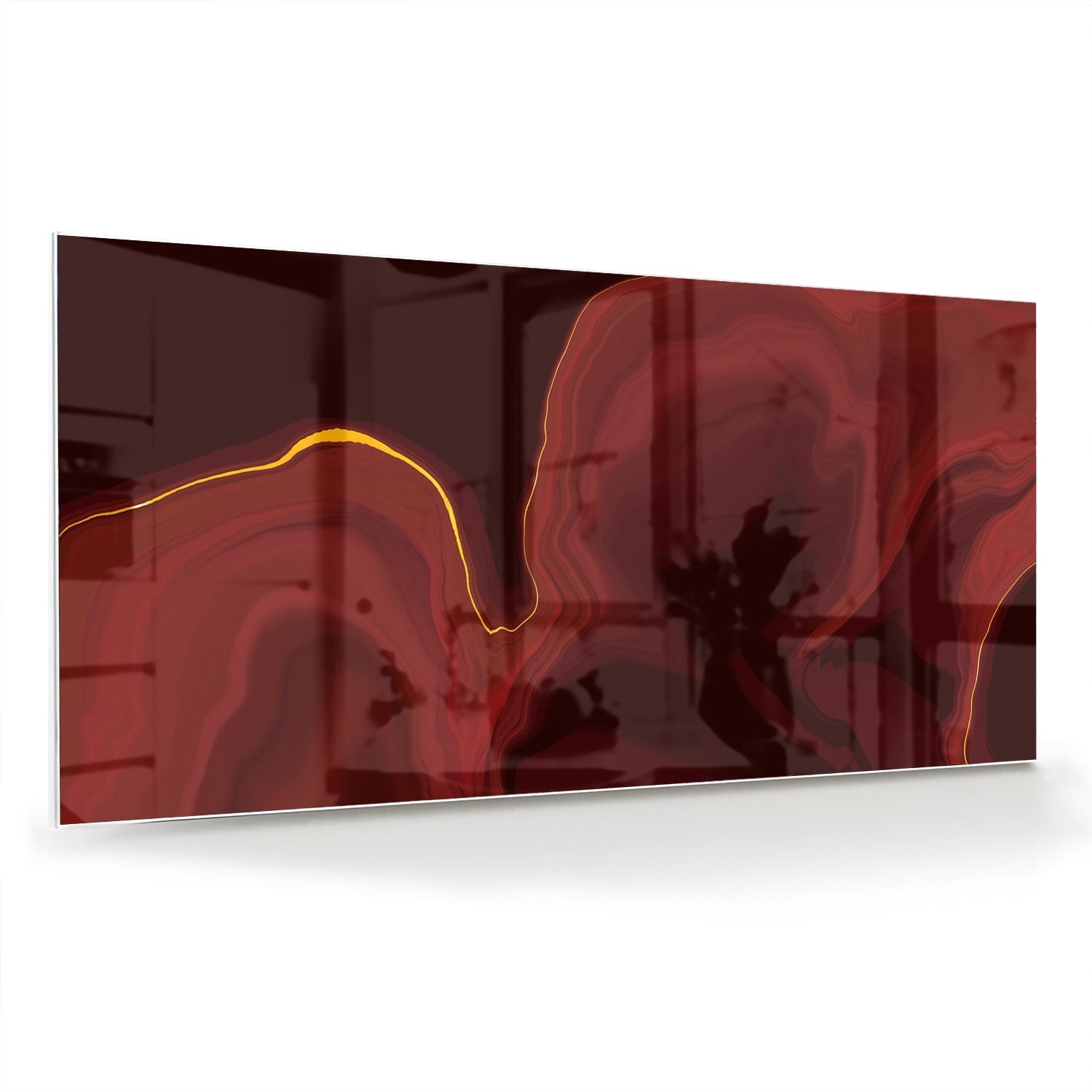 Abstraktes Glasbild mit warmen Rottönen – Glasbild aus Sicherheitsglas, Größe 70x70_rond