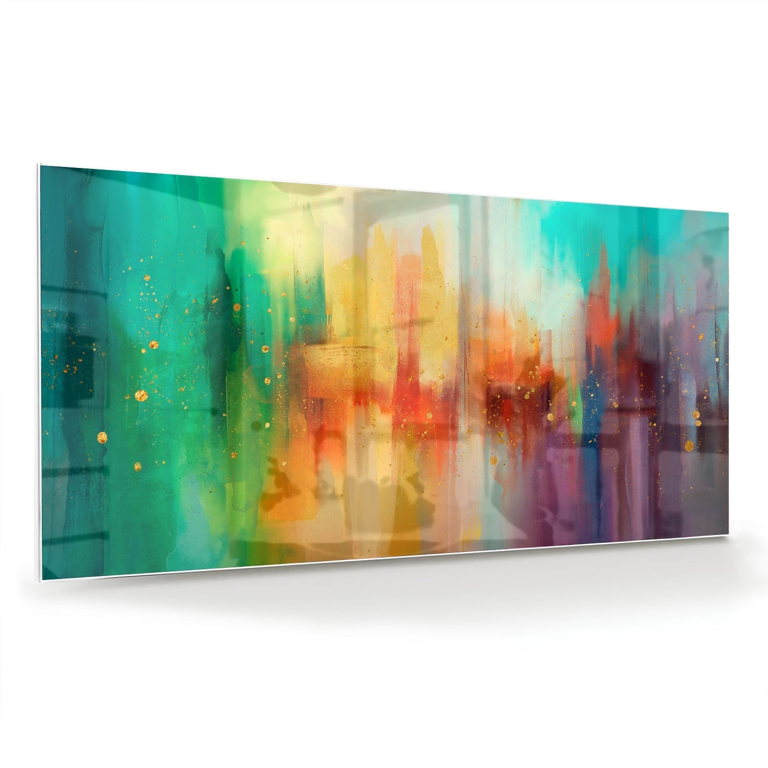 Farbenfrohes Glasbild mit abstrakten Formen – Glasbild aus Sicherheitsglas, Größe 70x70_rond