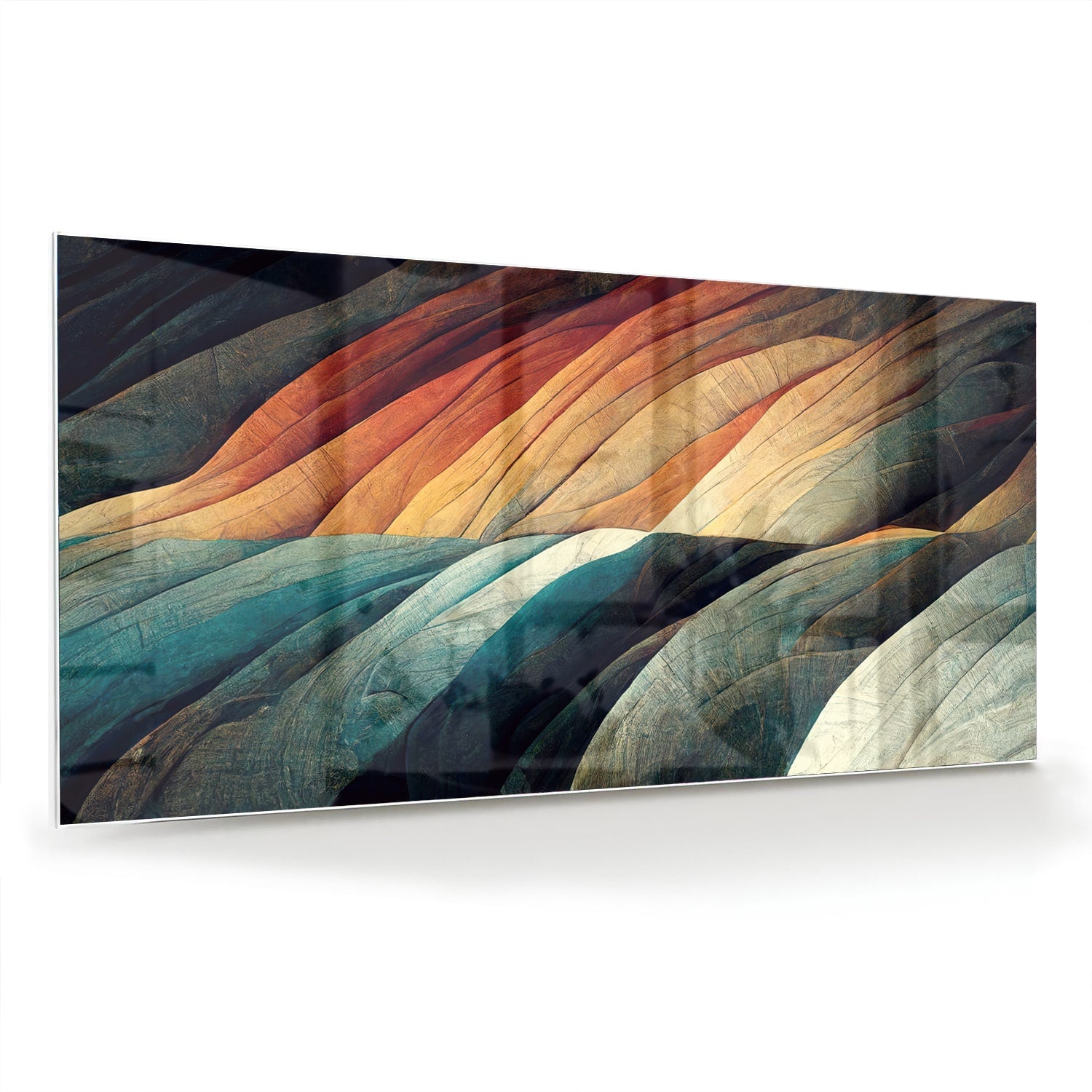 Abstraktes Glasbild mit farbenfrohen Wellen – Glasbild aus Sicherheitsglas, Größe 70x70_rond