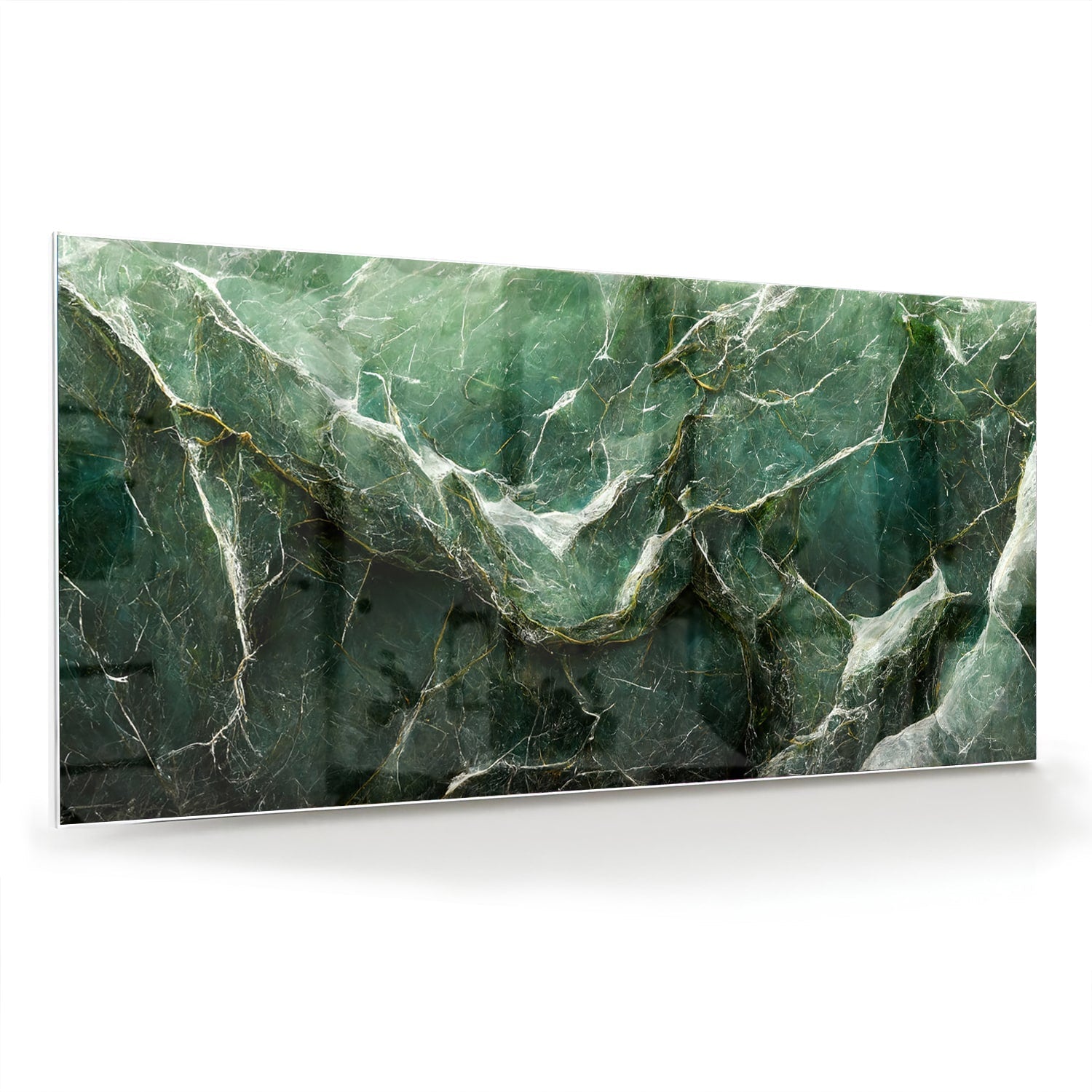 Glasbild mit grüner Marmoroptik – Glasbild aus Sicherheitsglas, Größe 70x70_rond