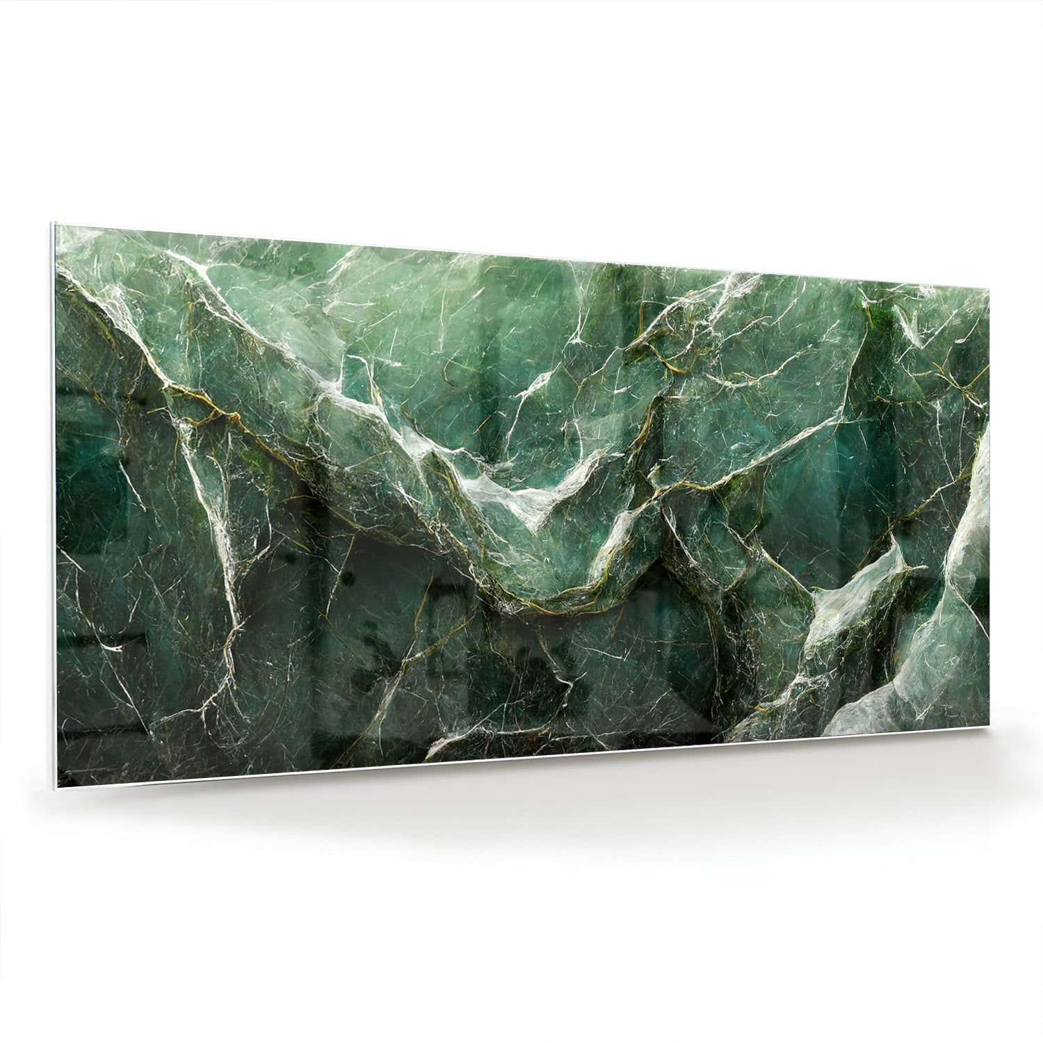 Glasbild mit grüne marmer uitstraling als moderne Glas-Wanddekoration aus 4 mm Sicherheitsglas