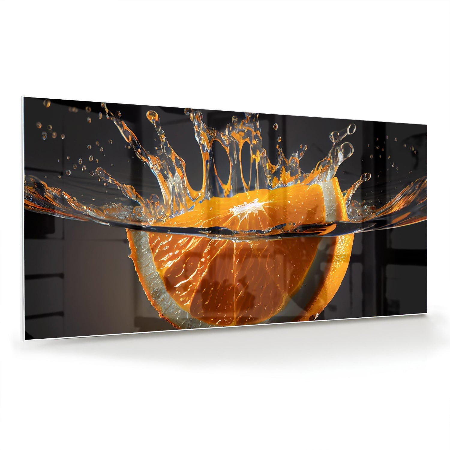 Dynamisches orangefarbenes Glasbild – Glasbild aus Sicherheitsglas, Größe 70x70_rond