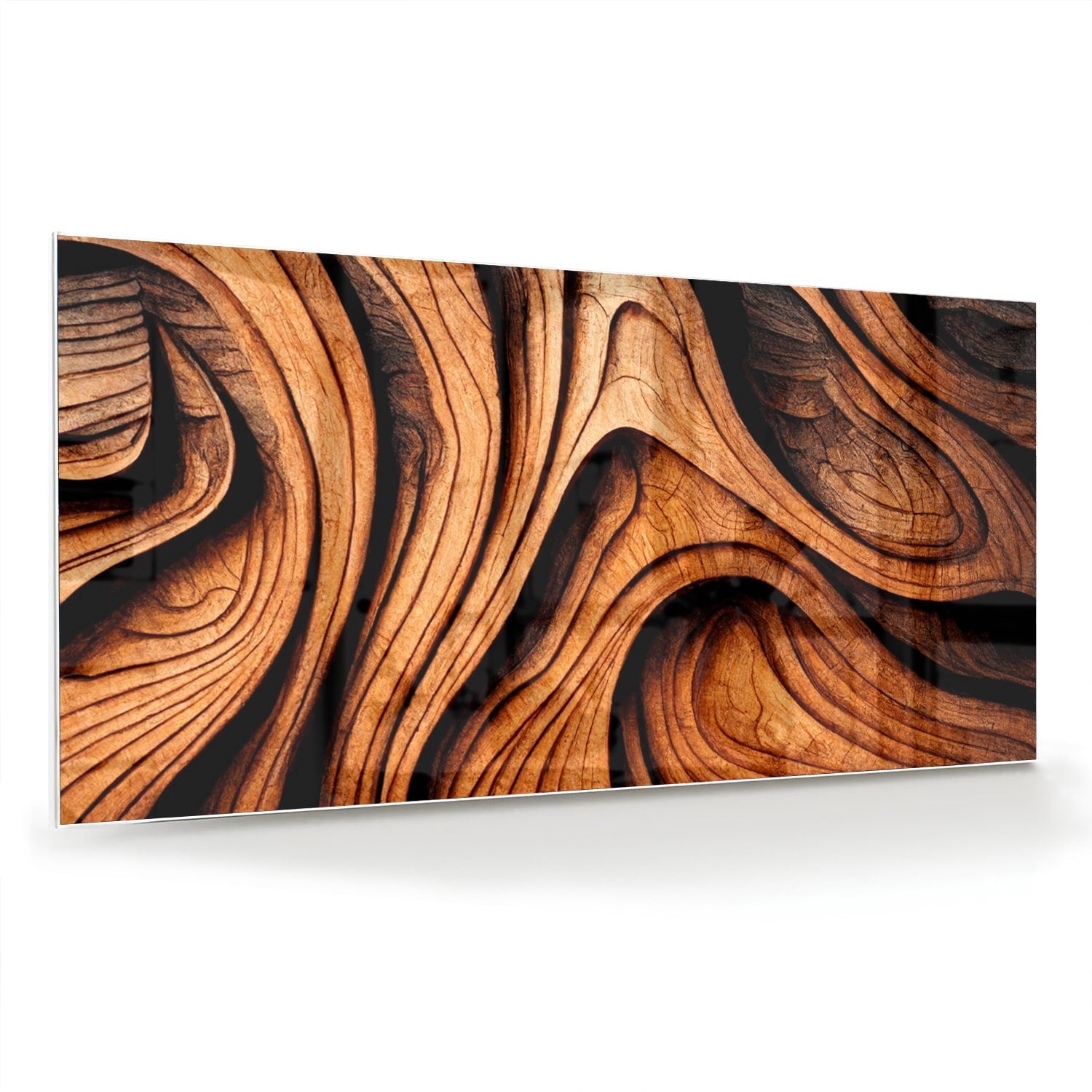 Elegantes Glasbild mit Holzstruktur – Glasbild aus Sicherheitsglas, Größe 70x70_rond