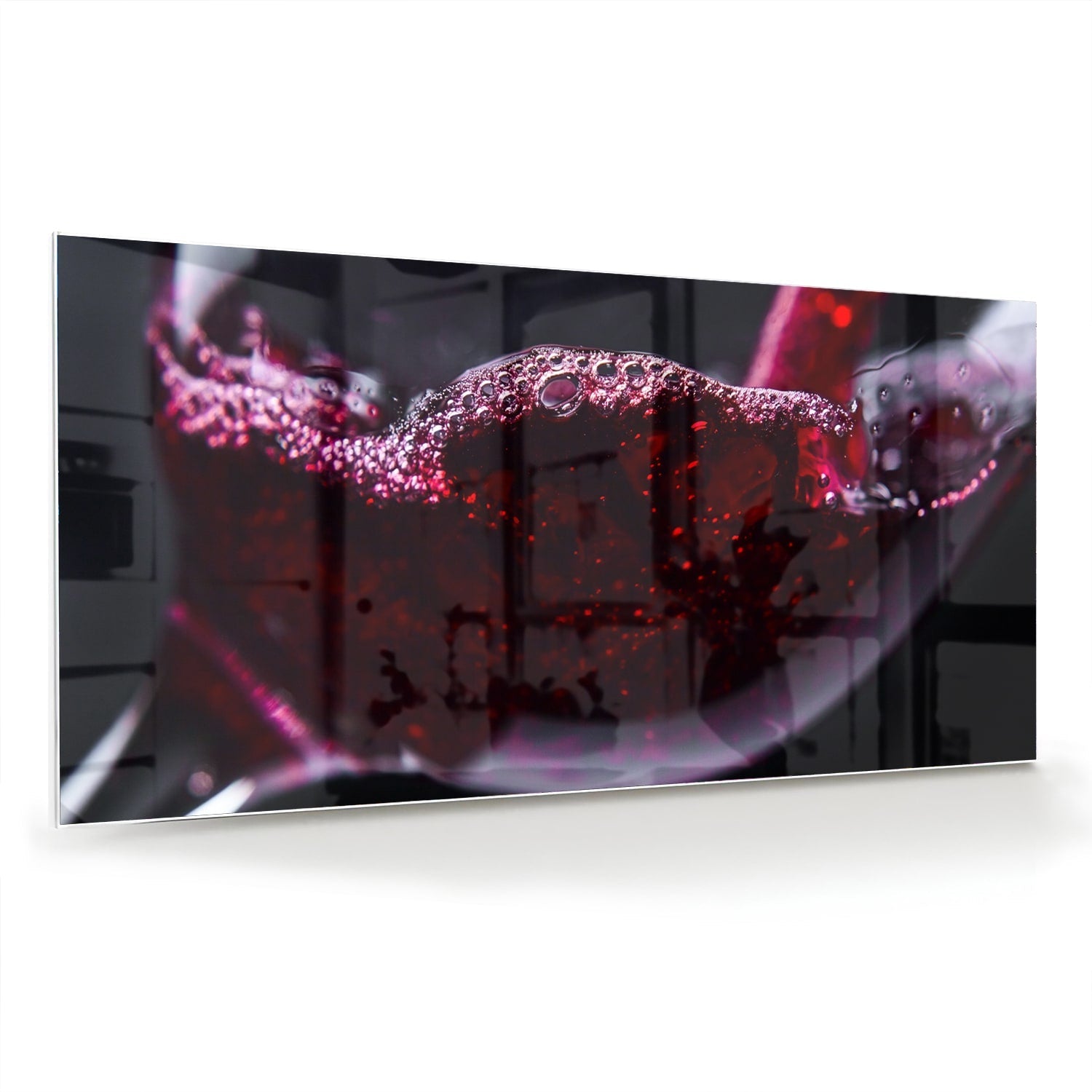 Glasbild – Farbiger Rotwein in einem Glas – Glasbild aus Sicherheitsglas, Größe 70x70_rond