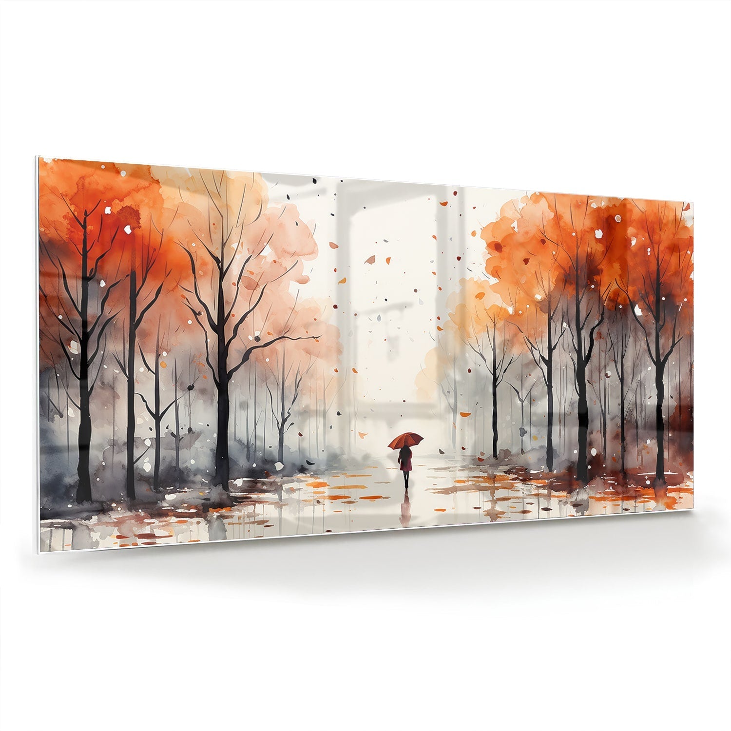 Zauberhaftes Glasbild mit Herbstlandschaft – Glasbild aus Sicherheitsglas, Größe 70x70_rond