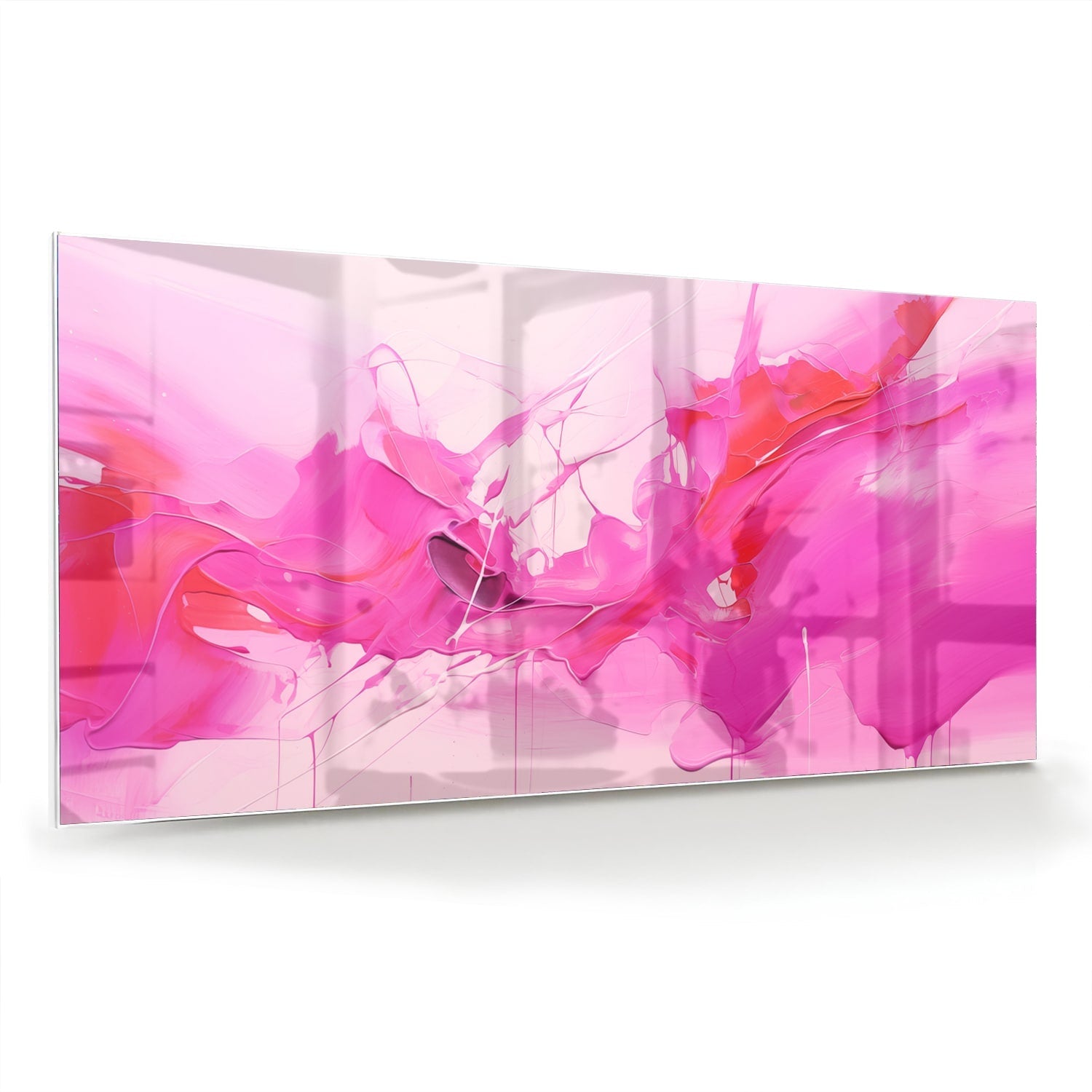 Abstraktes Glasbild in leuchtenden Rosatönen – Glasbild aus Sicherheitsglas, Größe 70x70_rond