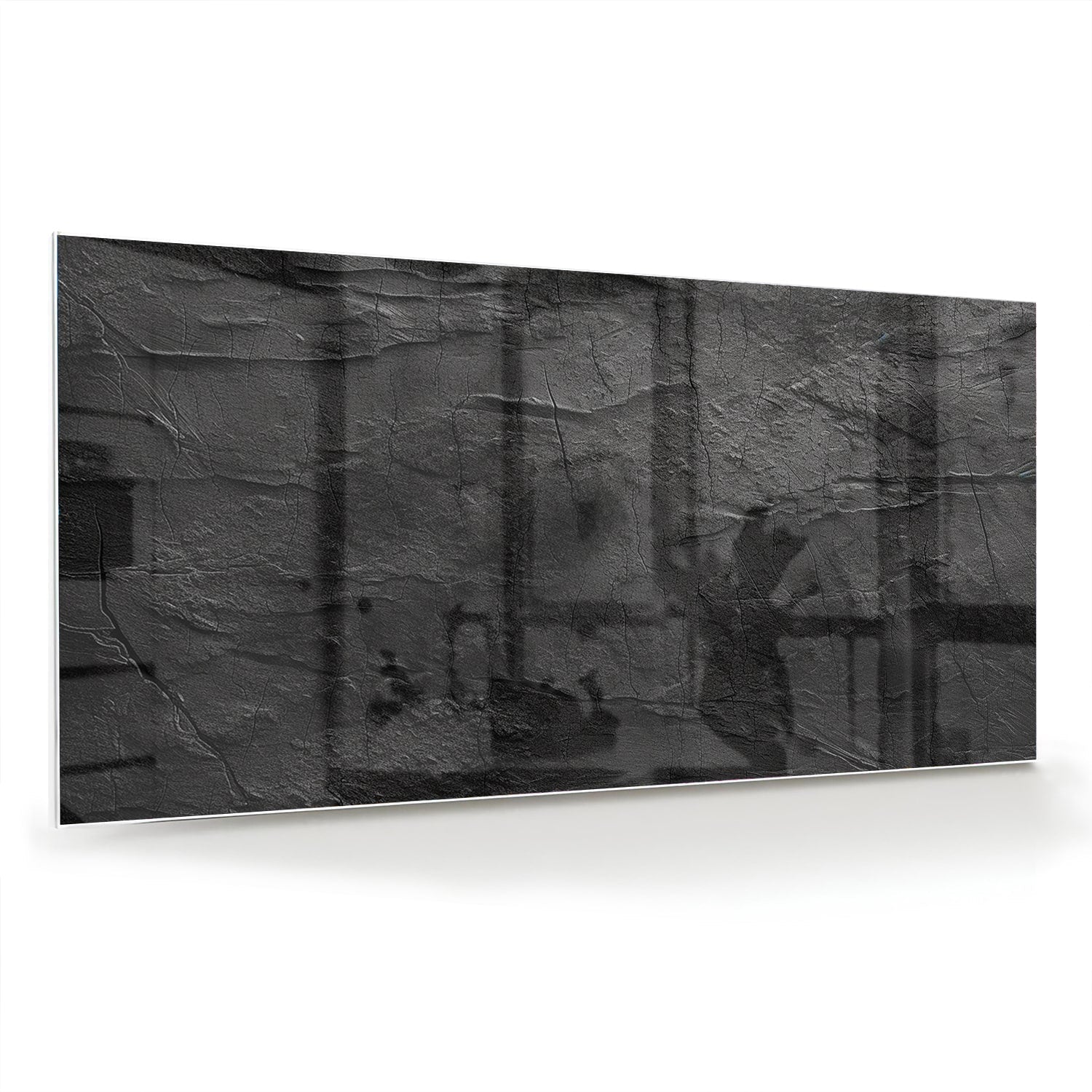 Abstraktes Schwarz-Weiß-Glasbild – Glasbild aus Sicherheitsglas, Größe 70x70_rond