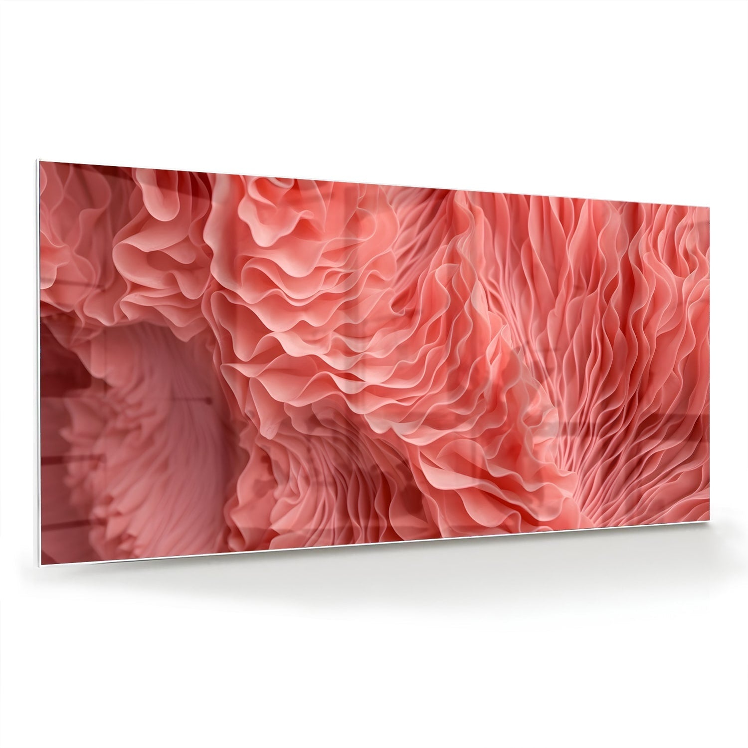 Abstraktes rosa Glasbild mit wellenförmigem Muster – Glasbild aus Sicherheitsglas, Größe 70x70_rond