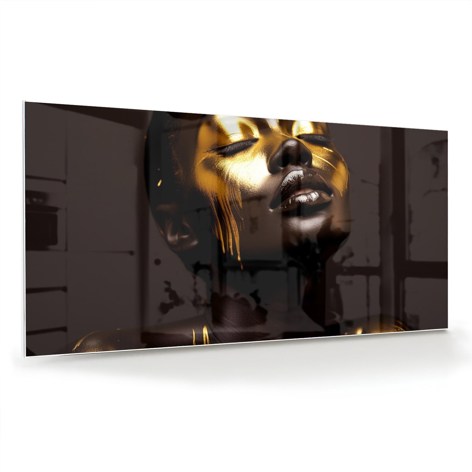 Elegantes Glasbild mit goldenen Akzenten – Glasbild aus Sicherheitsglas, Größe 70x70_rond