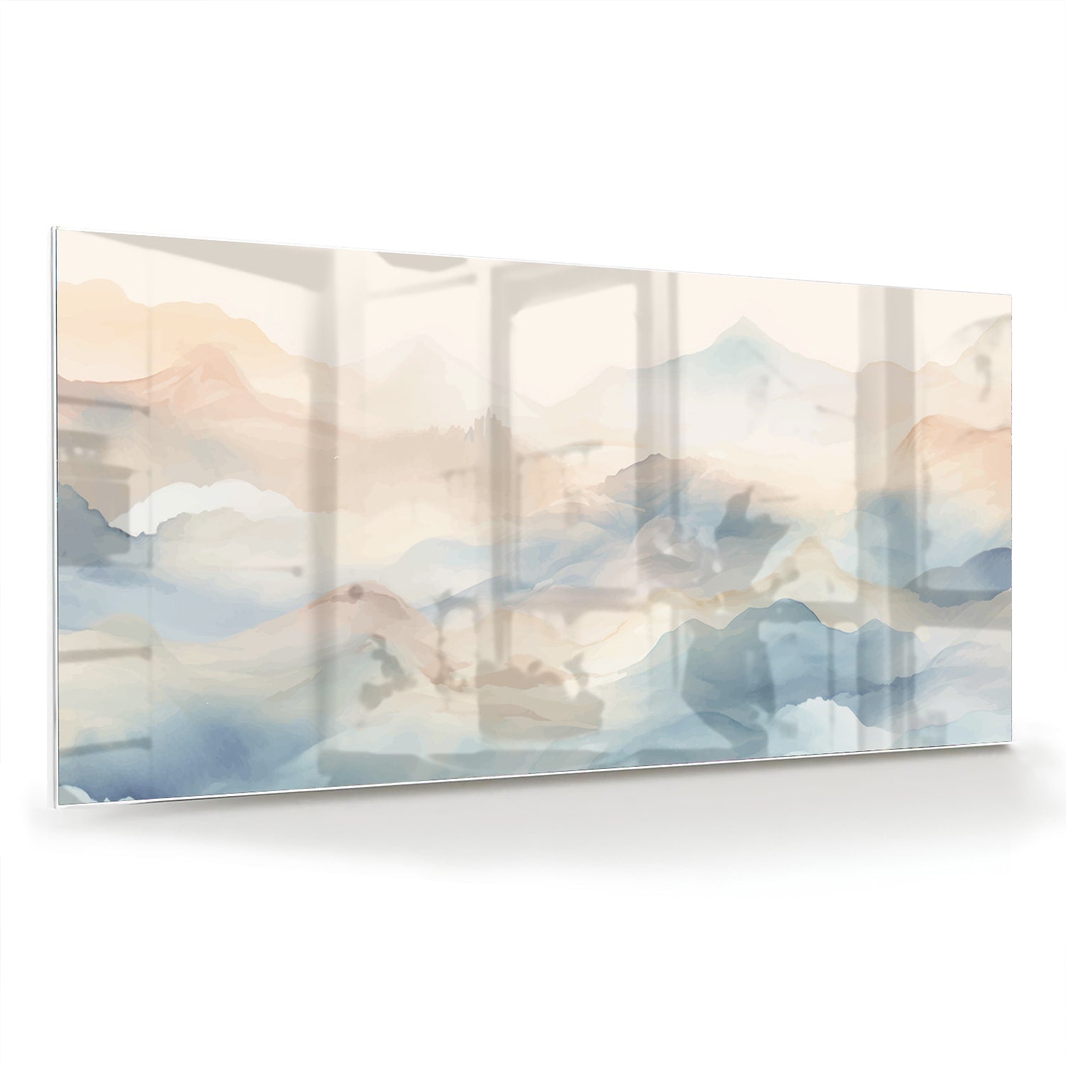 Glasbild mit träumerischer Berglandschaft – Glasbild aus Sicherheitsglas, Größe 70x70_rond