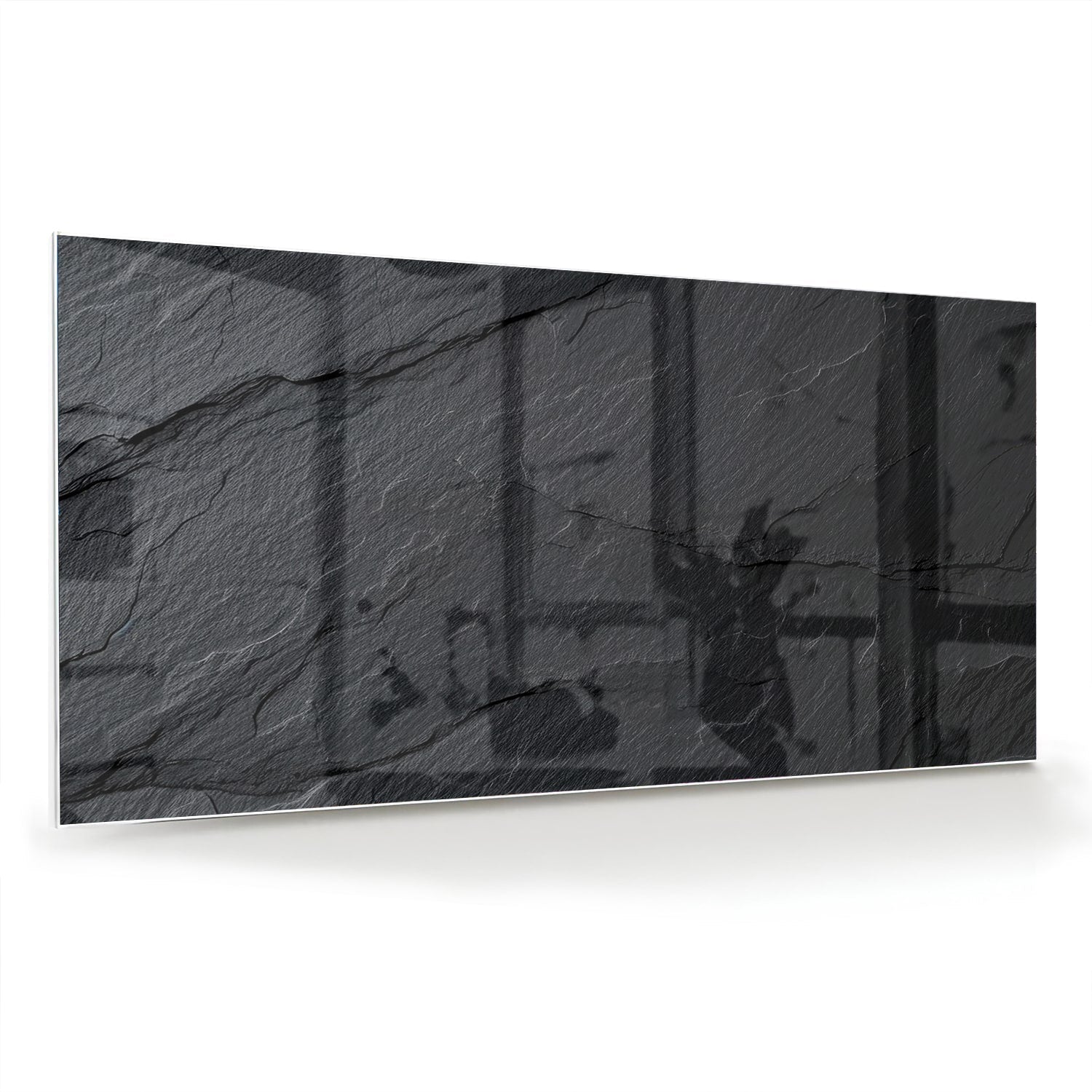 Modernes Glasbild mit abstraktem Schwarz-Weiß-Muster – Glasbild aus Sicherheitsglas, Größe 70x70_rond