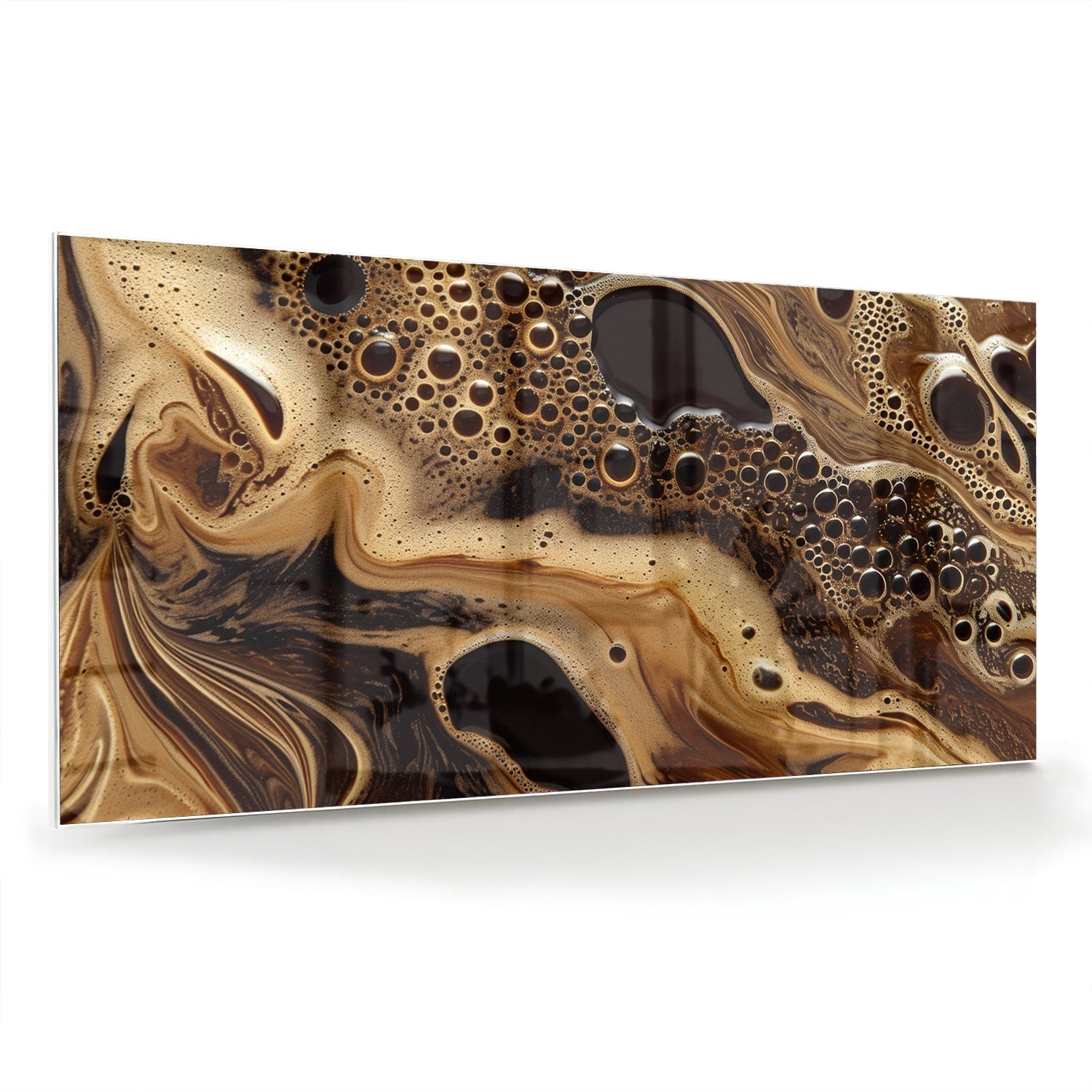 Abstraktes Glasbild in erdigen Farbtönen – Glasbild aus Sicherheitsglas, Größe 70x70_rond