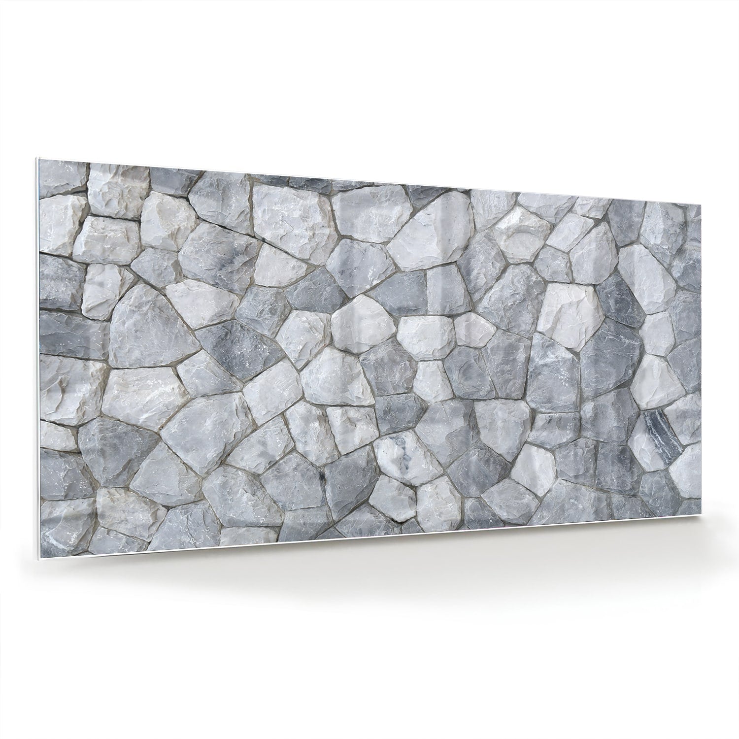 Elegantes Glasbild mit grauen Steinen – Glasbild aus Sicherheitsglas, Größe 70x70_rond