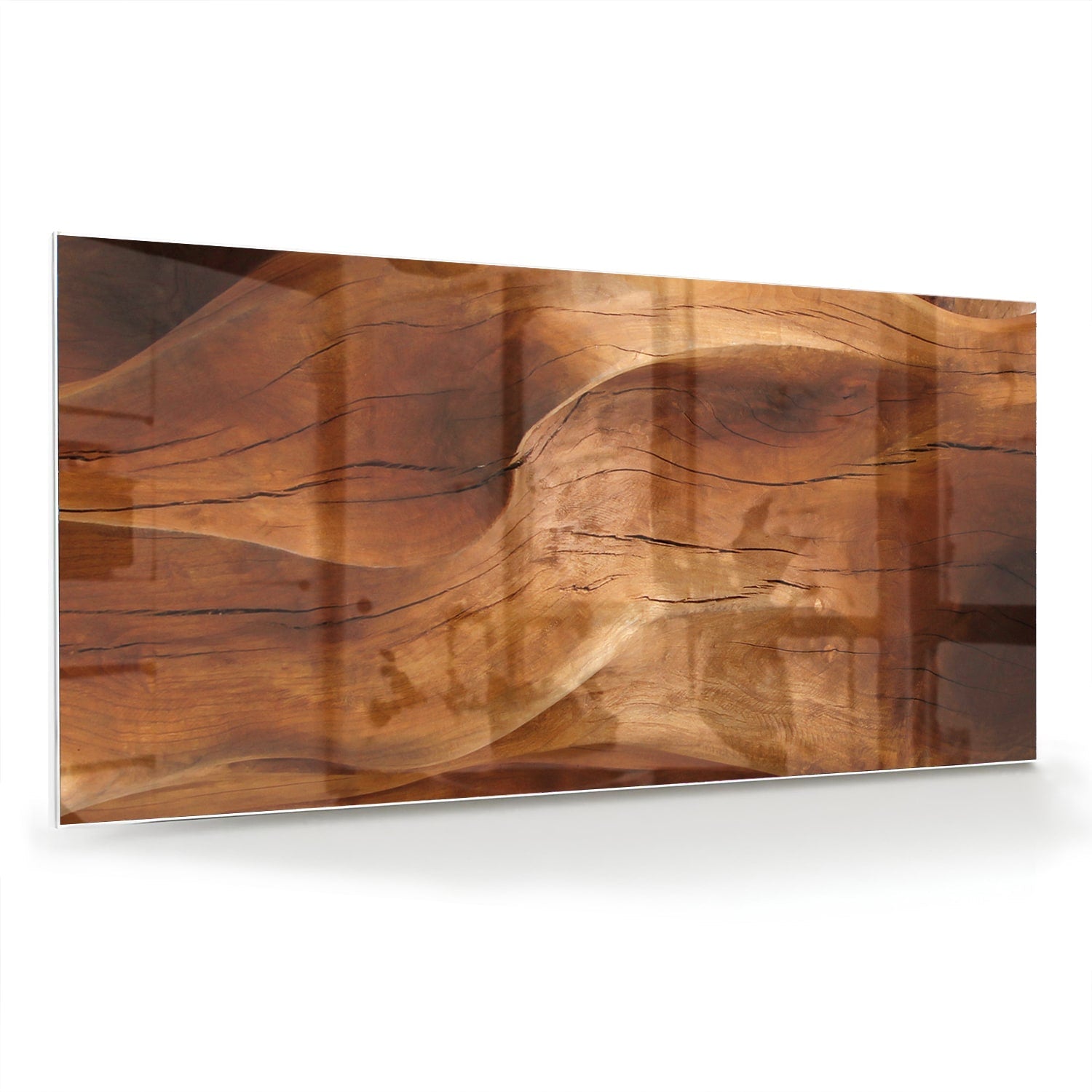 Abstraktes Glasbild mit warmen Holztönen – Glasbild aus Sicherheitsglas, Größe 70x70_rond
