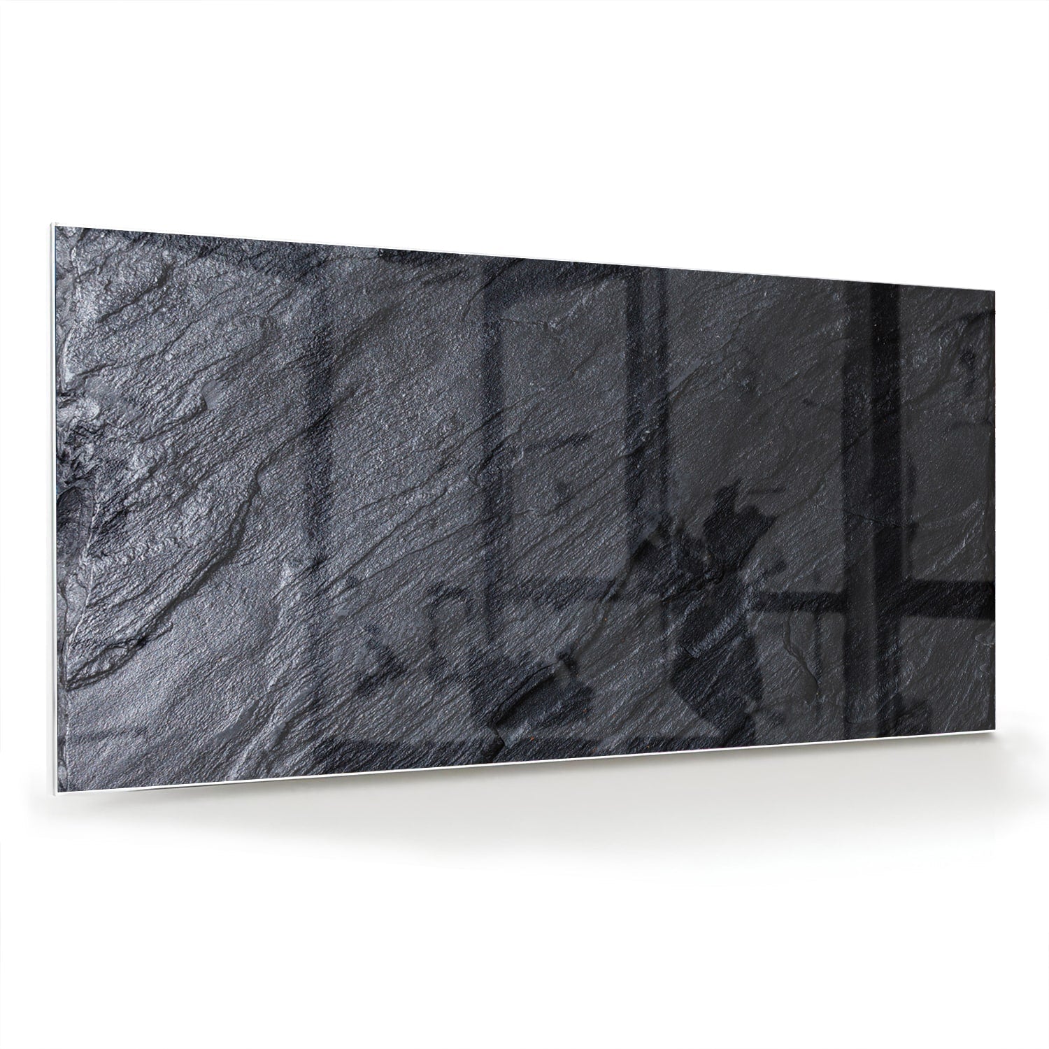 Stilvolles Glasbild mit abstrakter Schwarz-Weiß-Textur – Glasbild aus Sicherheitsglas, Größe 70x70_rond