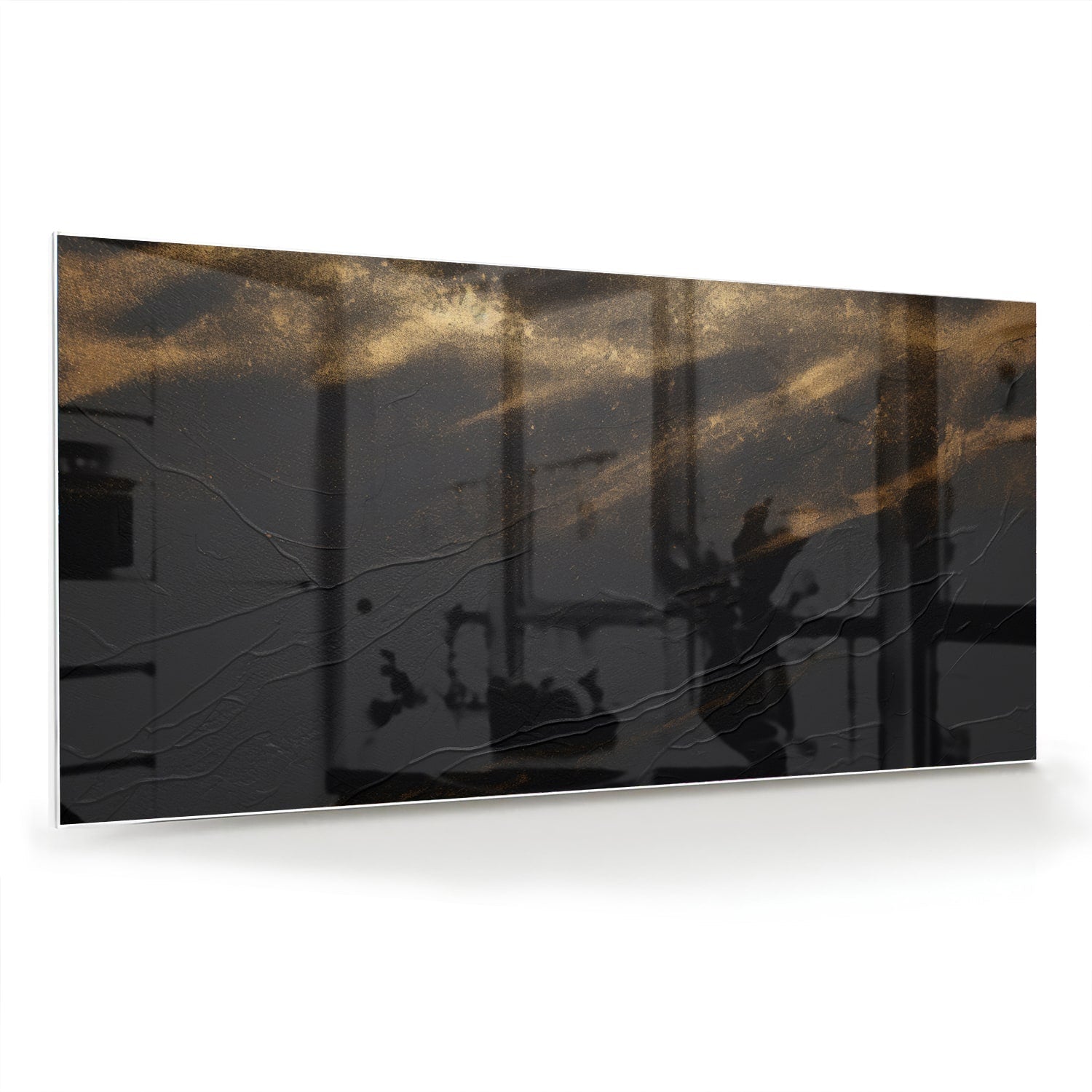 Modernes Glasbild mit goldenen Akzenten – Glasbild aus Sicherheitsglas, Größe 70x70_rond
