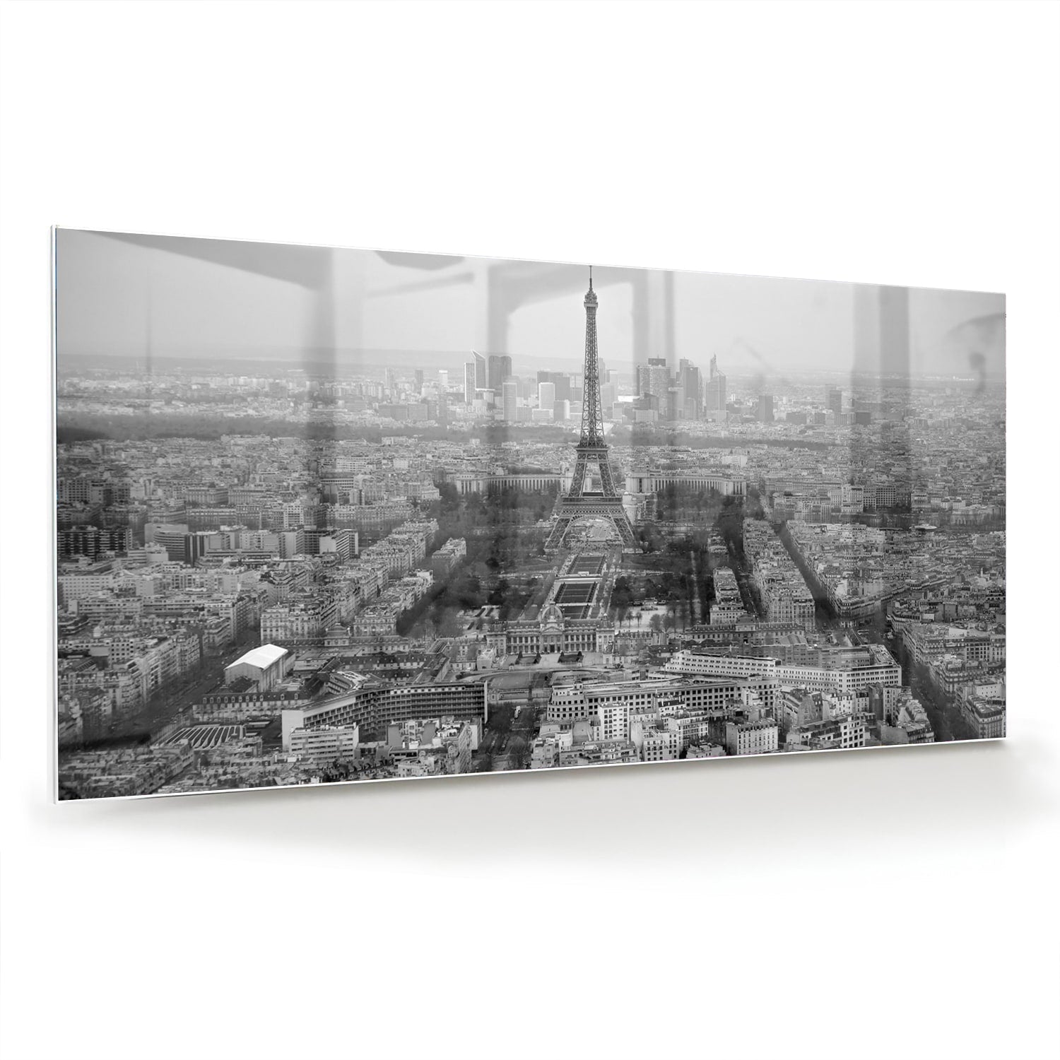 Schwarz-Weiß-Glasbild mit Paris-Motiv – Glasbild aus Sicherheitsglas, Größe 70x70_rond
