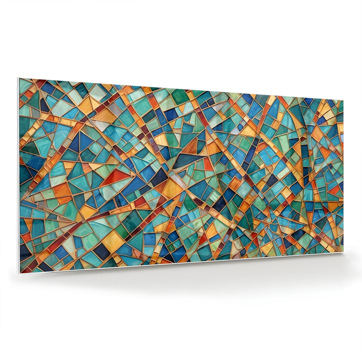 Farbenfrohes abstraktes Glasbild für Ihr Interieur – Glasbild aus Sicherheitsglas, Größe 70x70_rond