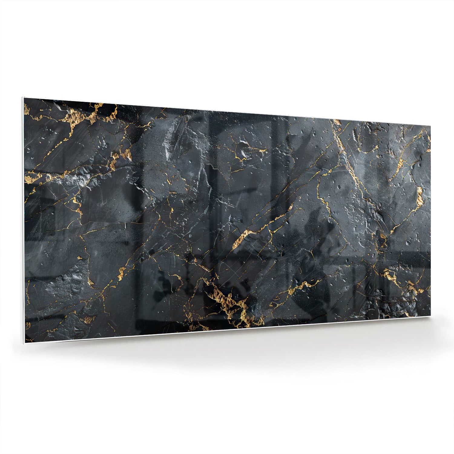 Elegantes Glasbild mit goldener Marmoroptik – Glasbild aus Sicherheitsglas, Größe 70x70_rond