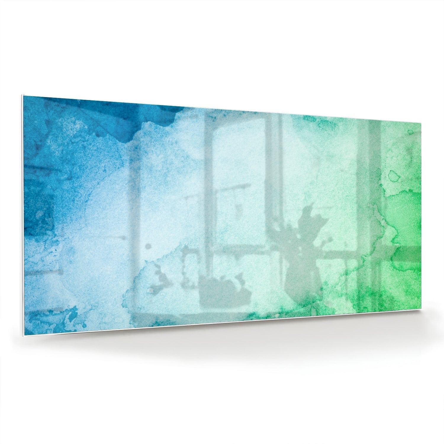 Abstraktes Glasbild in Blau und Grün – Glasbild aus Sicherheitsglas, Größe 70x70_rond