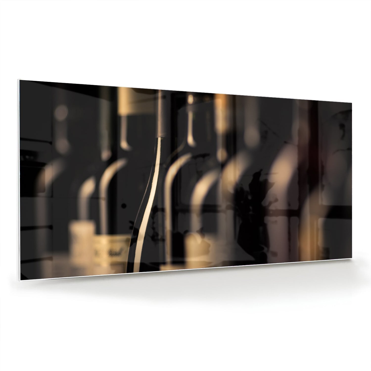 Elegantes Glasbild mit Weinflaschen – Glasbild aus Sicherheitsglas, Größe 70x70_rond