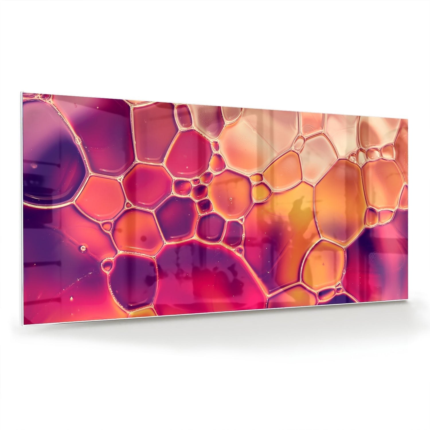 Abstraktes Glasbild in warmen Farben – Glasbild aus Sicherheitsglas, Größe 70x70_rond