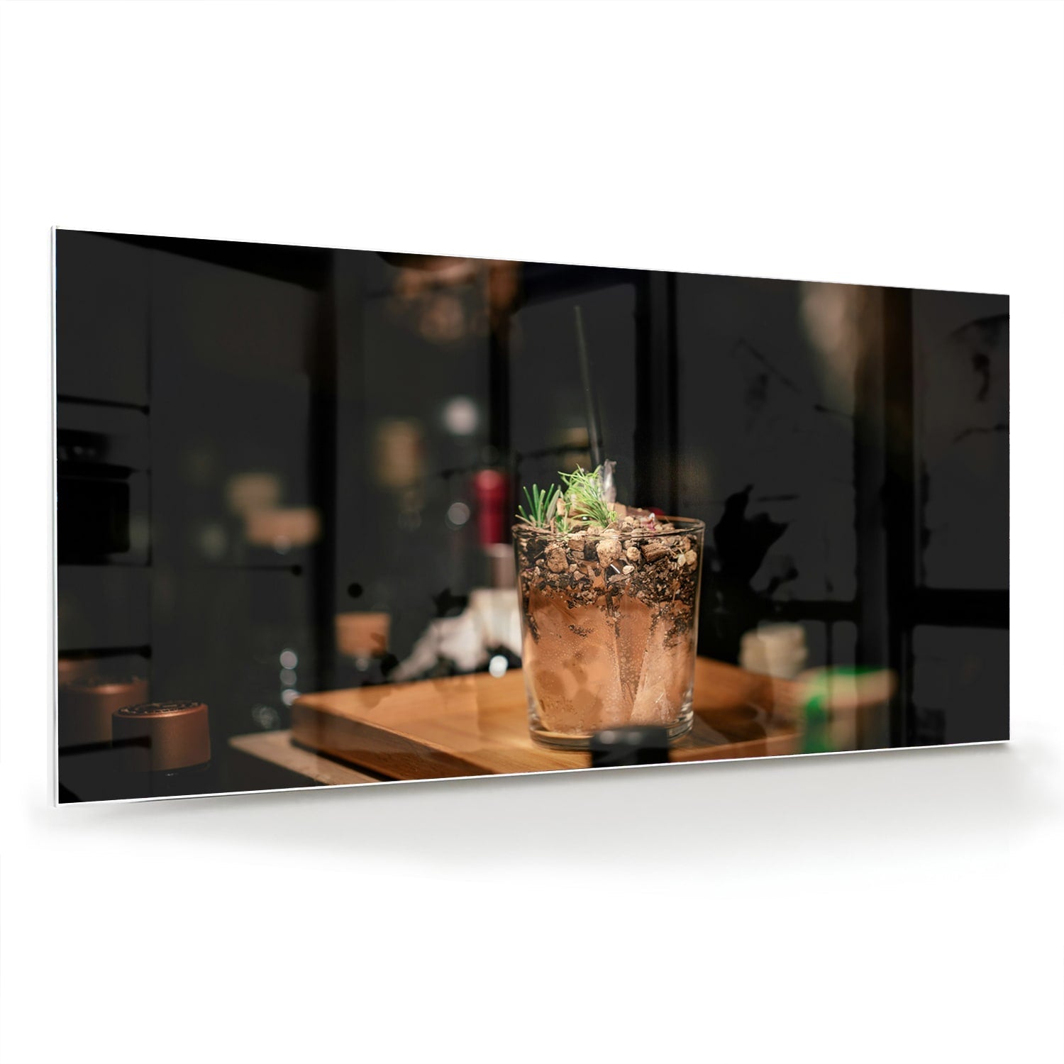 Stilvolles Glasbild mit einem Cocktail – Glasbild aus Sicherheitsglas, Größe 70x70_rond