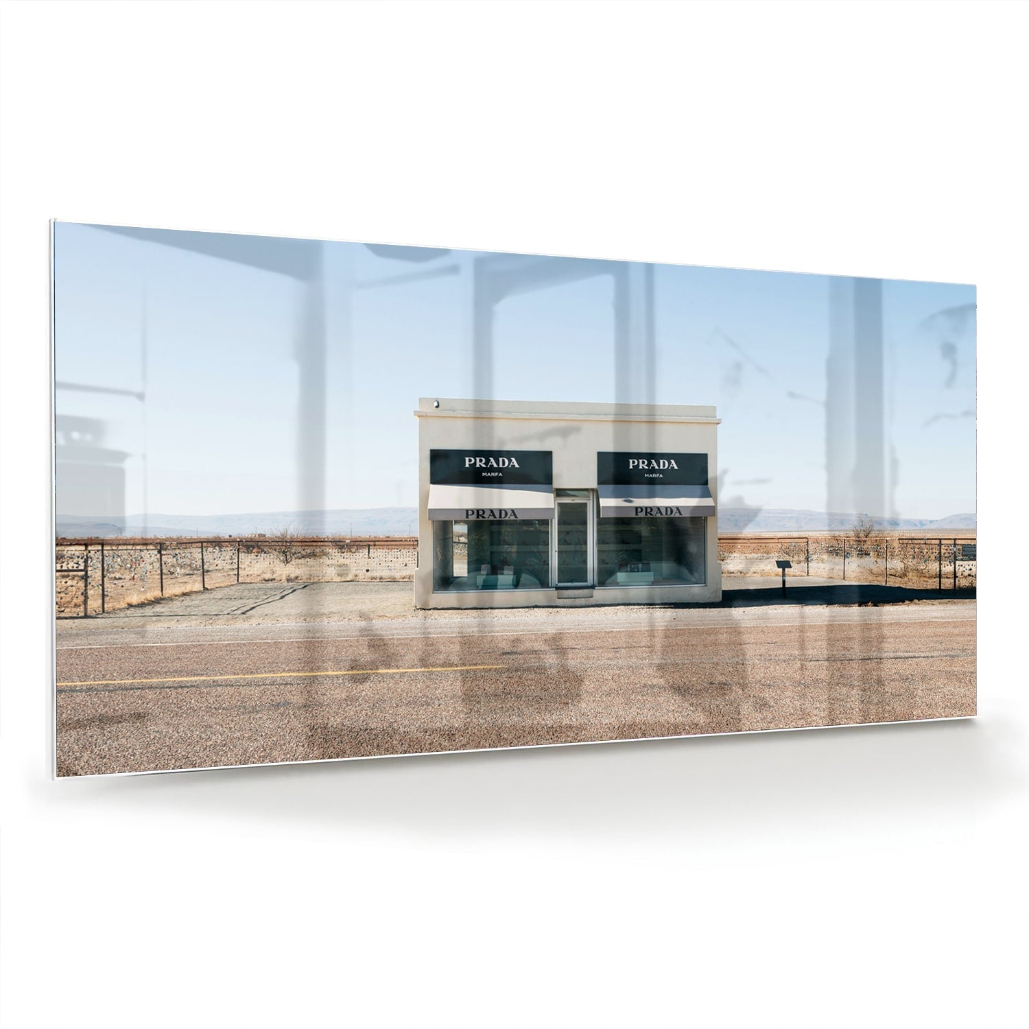 Modernes Glasbild mit einer Wüstenlandschaft – Glasbild aus Sicherheitsglas, Größe 70x70_rond
