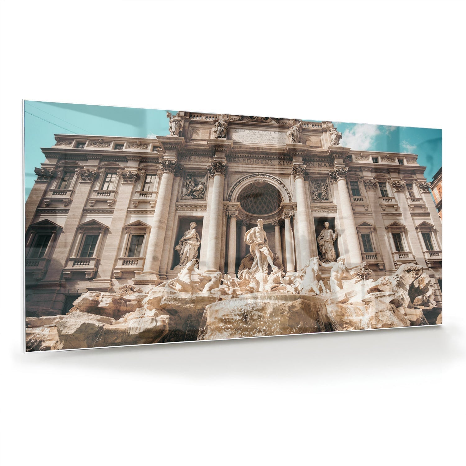 Glasbild mit dem Trevi-Brunnen in Rom – Glasbild aus Sicherheitsglas, Größe 70x70_rond