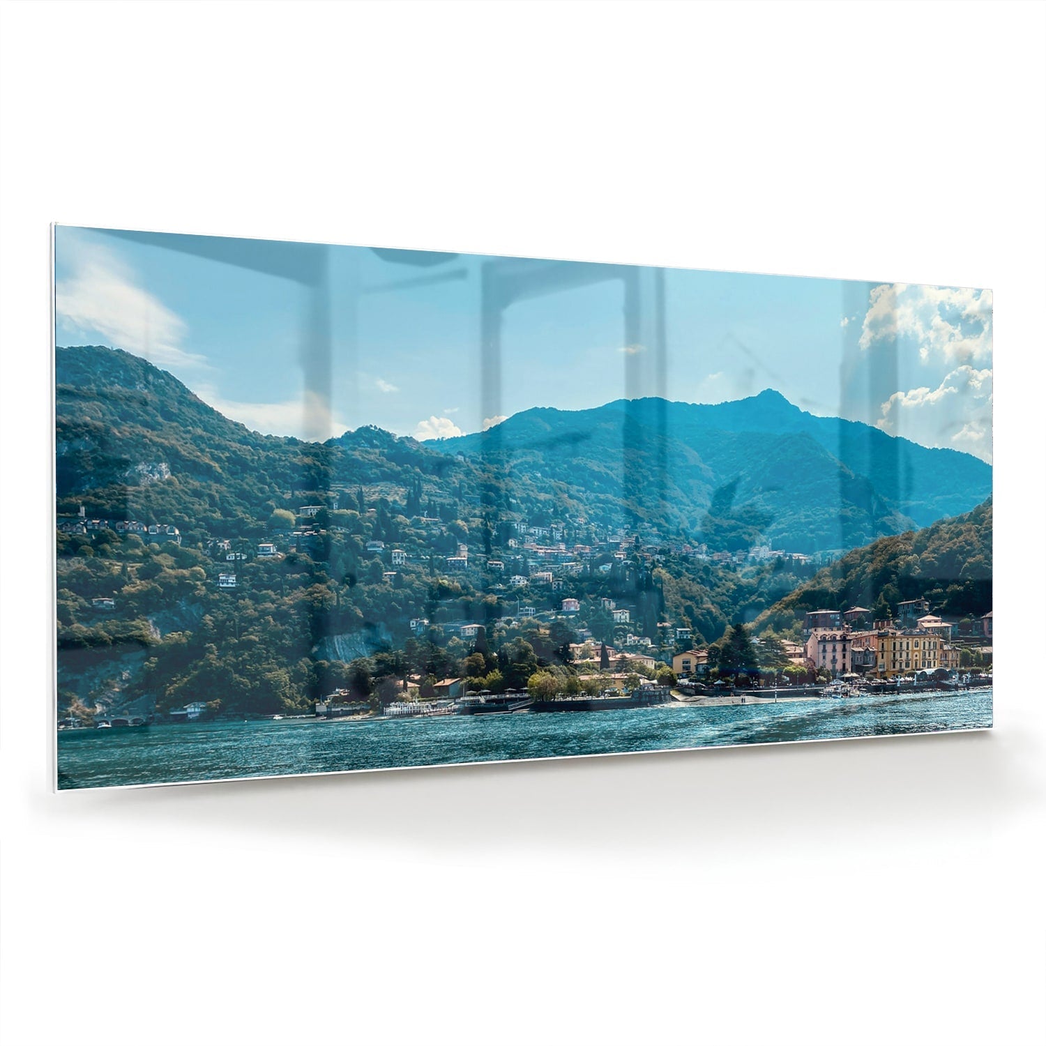 Atemberaubendes Glasbild mit Berglandschaft – Glasbild aus Sicherheitsglas, Größe 70x70_rond