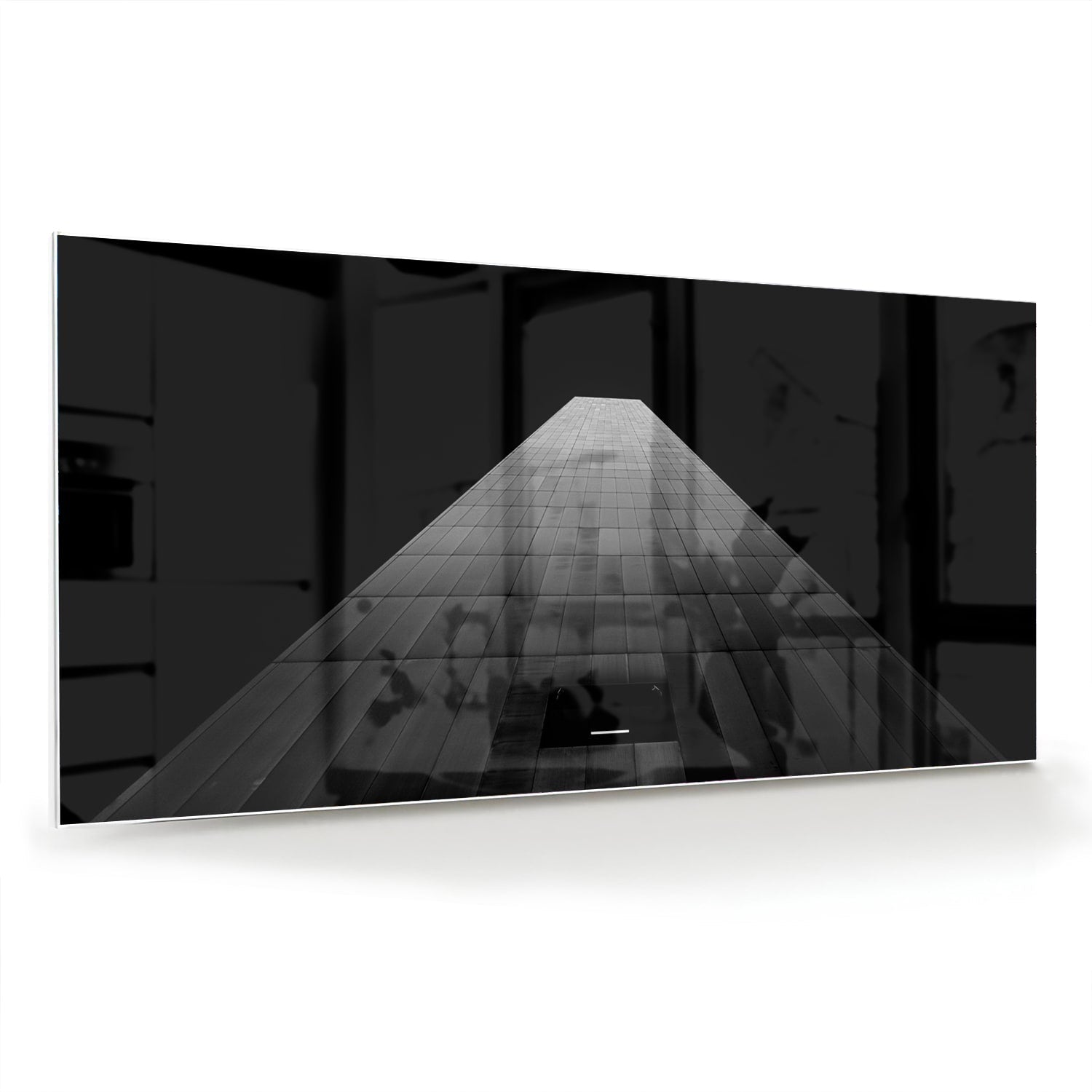 Minimalistisches Glasbild mit Lichteinfall – Glasbild aus Sicherheitsglas, Größe 70x70_rond