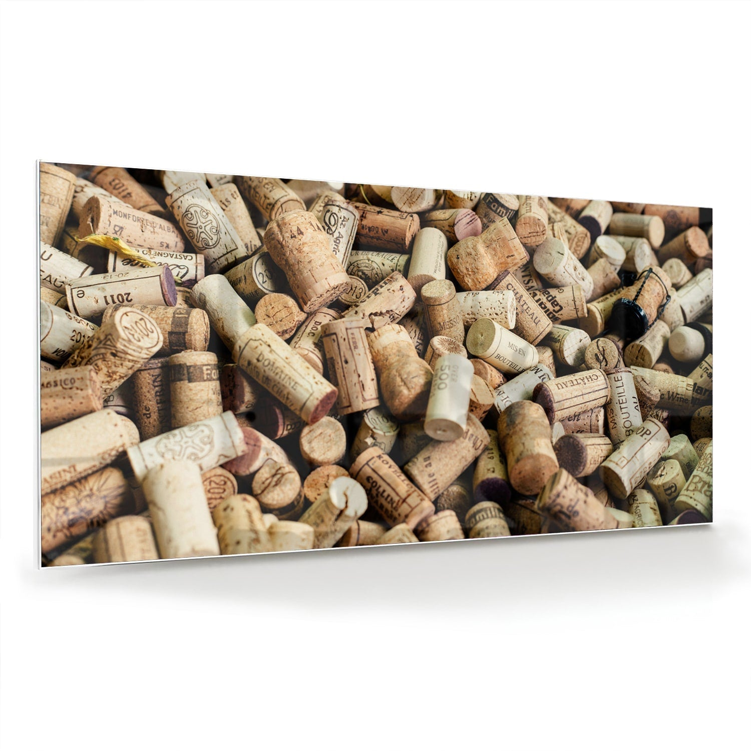 Kreatives Glasbild mit Korkenstapel – Glasbild aus Sicherheitsglas, Größe 70x70_rond