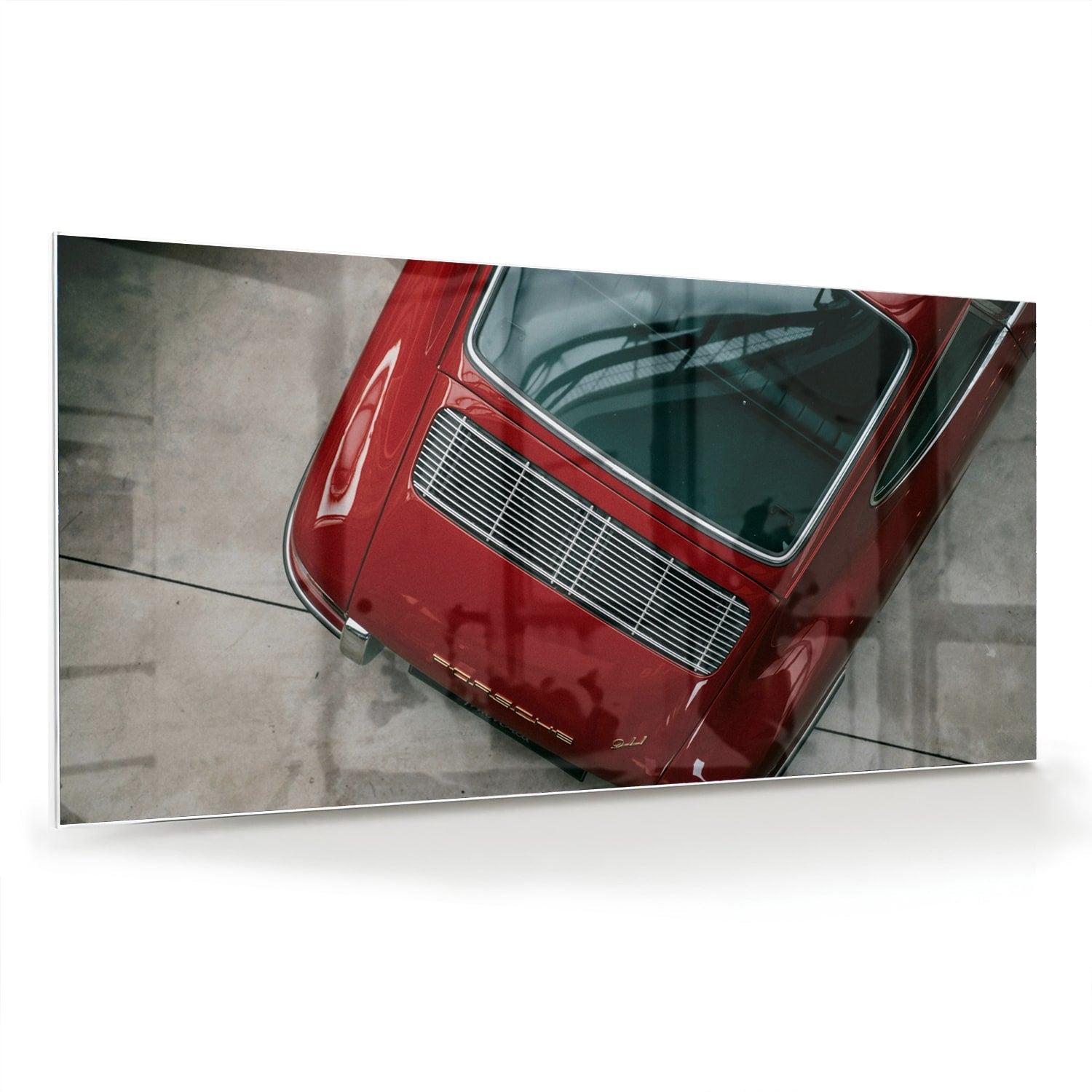 Stilvolles Glasbild mit einem roten Auto – Glasbild aus Sicherheitsglas, Größe 70x70_rond