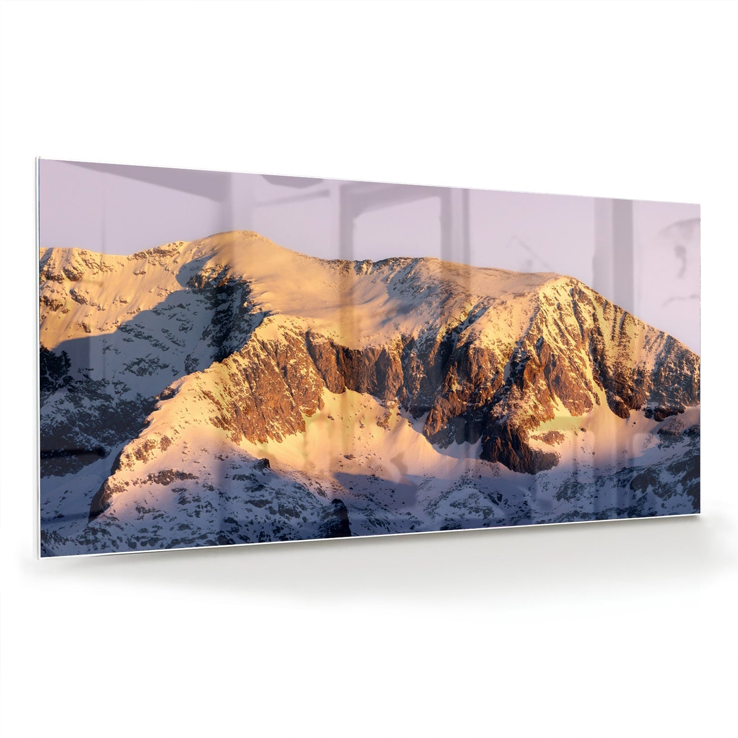Atemberaubendes Glasbild mit Berglandschaft – Glasbild aus Sicherheitsglas, Größe 70x70_rond