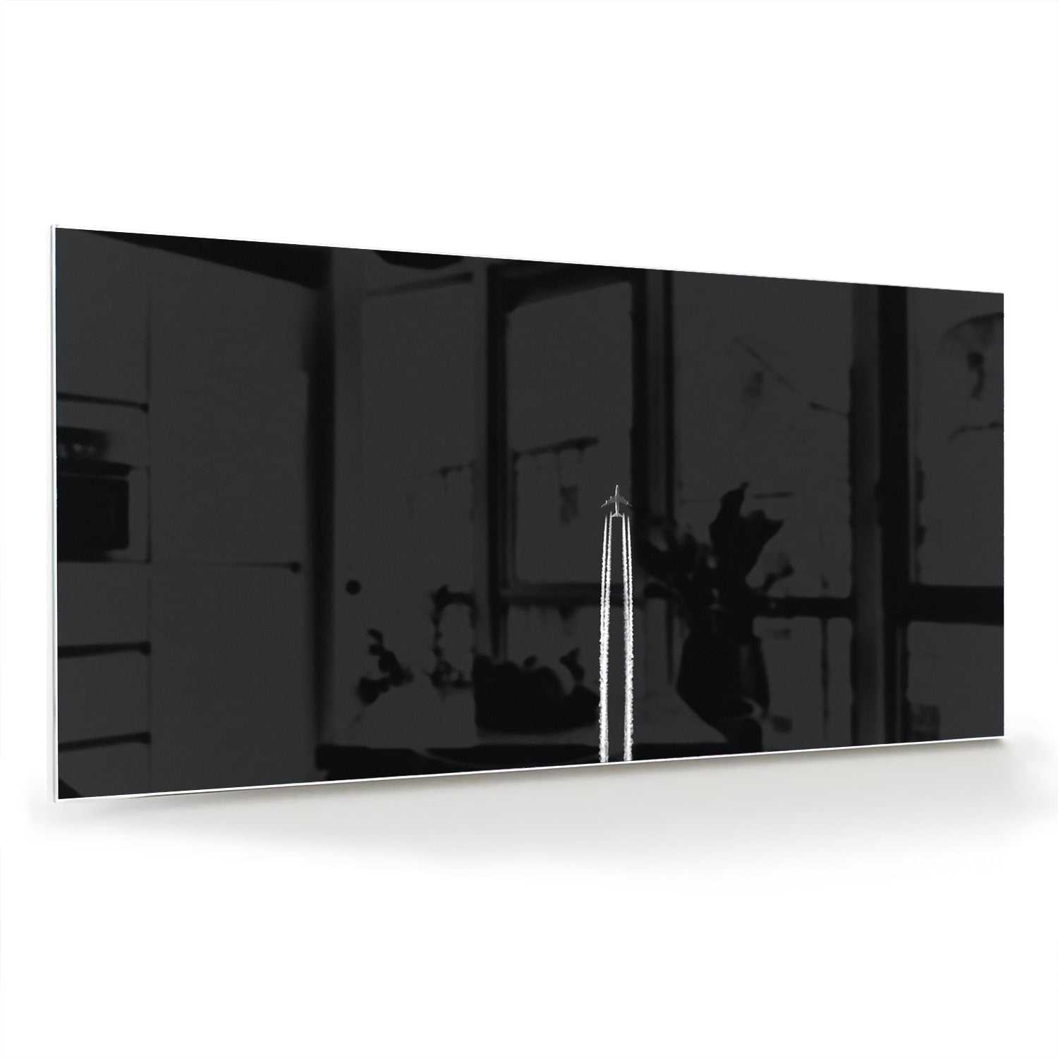 Stilvolles schwarzes Glasbild für moderne Innenräume – Glasbild aus Sicherheitsglas, Größe 70x70_rond