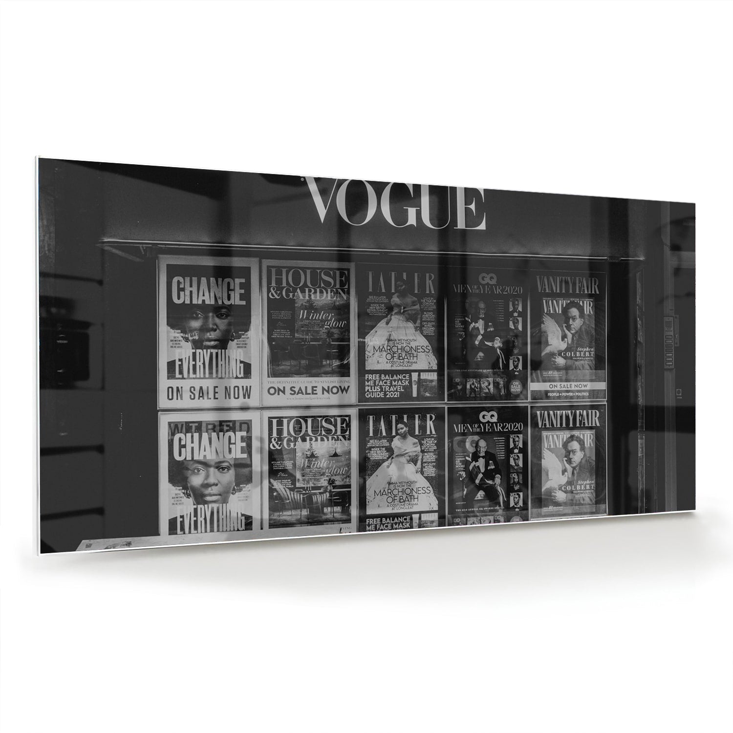 Vogue-Glasbild für minimalistische Räume – Glasbild aus Sicherheitsglas, Größe 70x70_rond