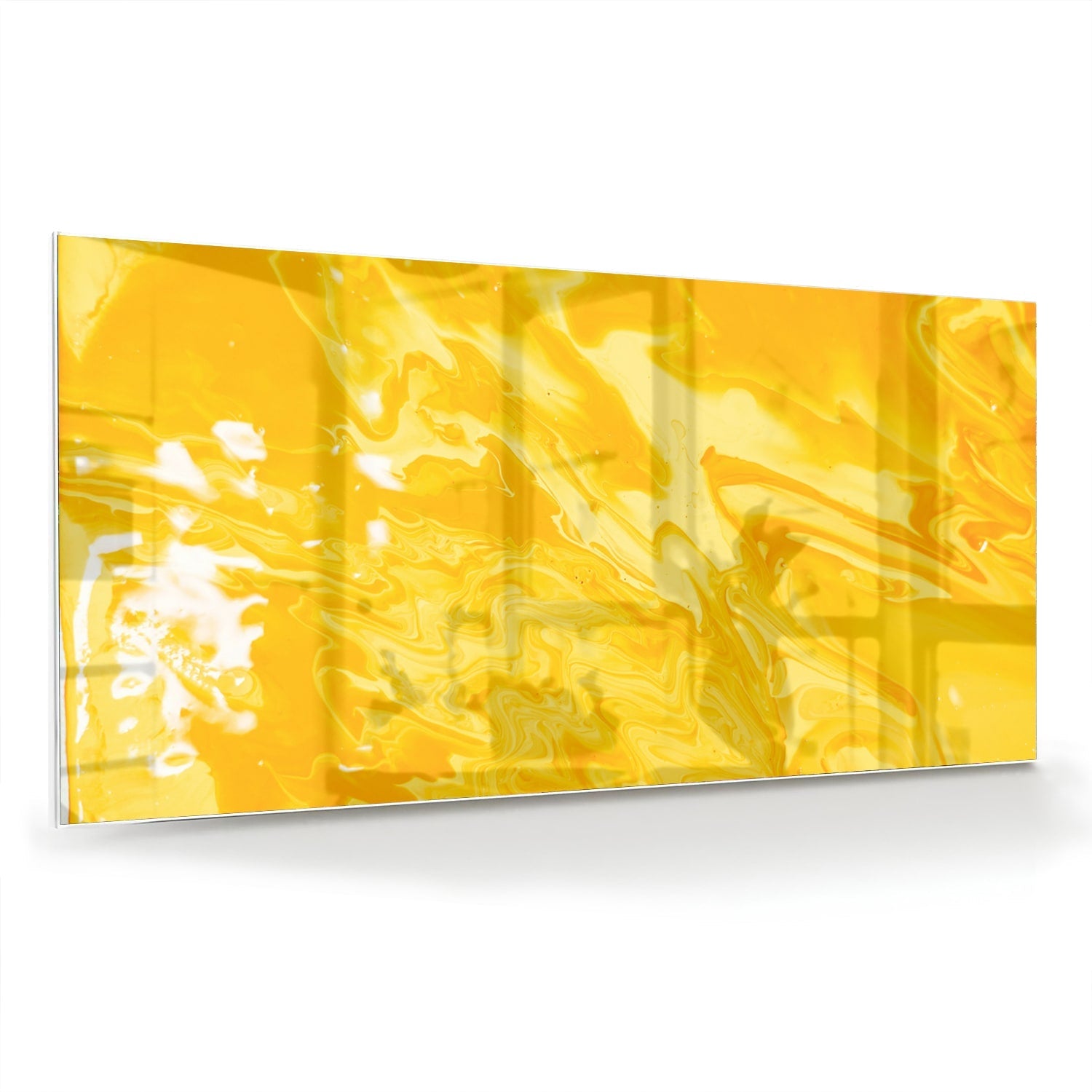 Leuchtend gelbes Glasbild für moderne Innenräume – Glasbild aus Sicherheitsglas, Größe 70x70_rond