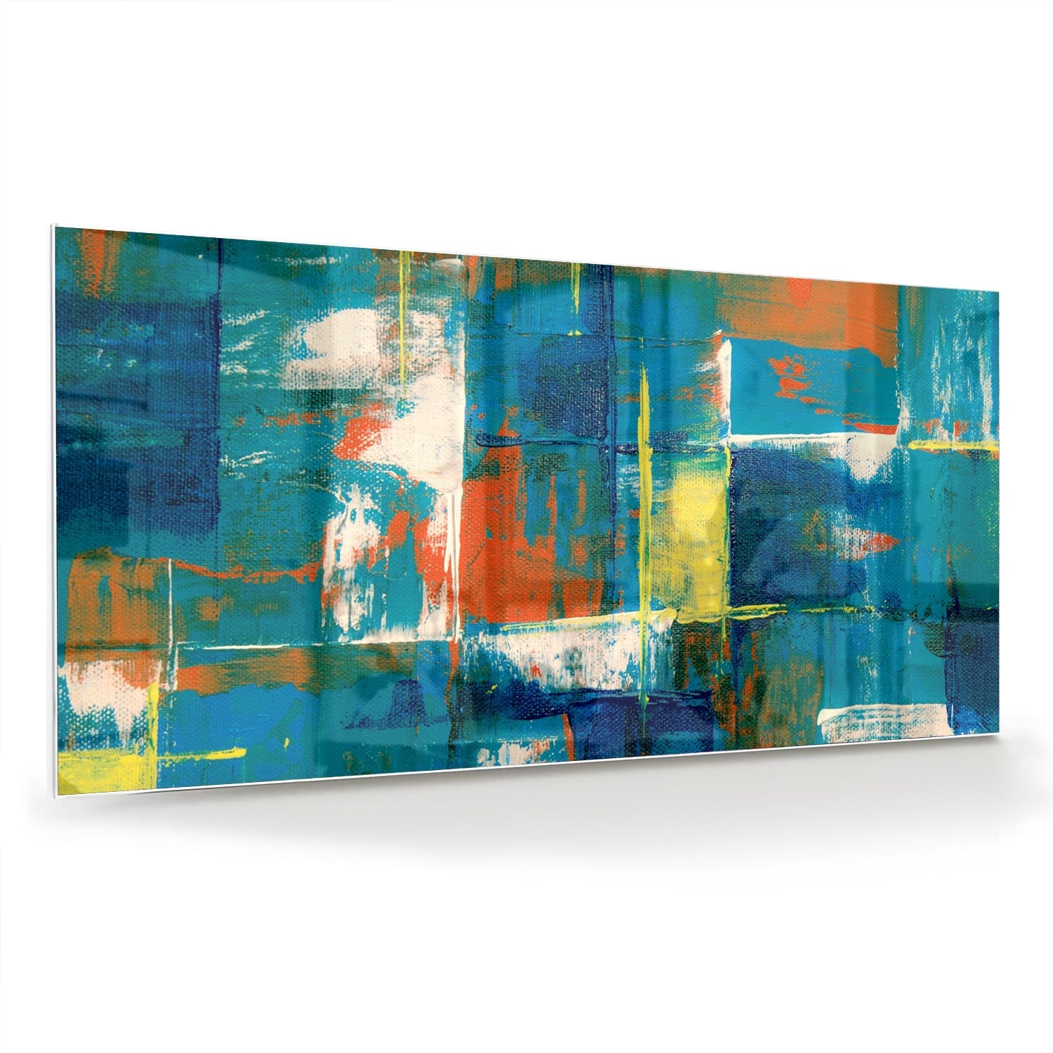 Abstraktes Glasbild in farbenfrohen Farbtönen – Glasbild aus Sicherheitsglas, Größe 70x70_rond