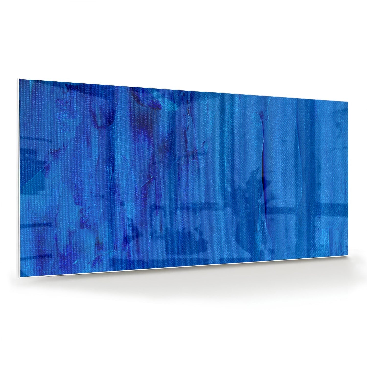 Blaues abstraktes Glasbild für moderne Innenräume – Glasbild aus Sicherheitsglas, Größe 70x70_rond