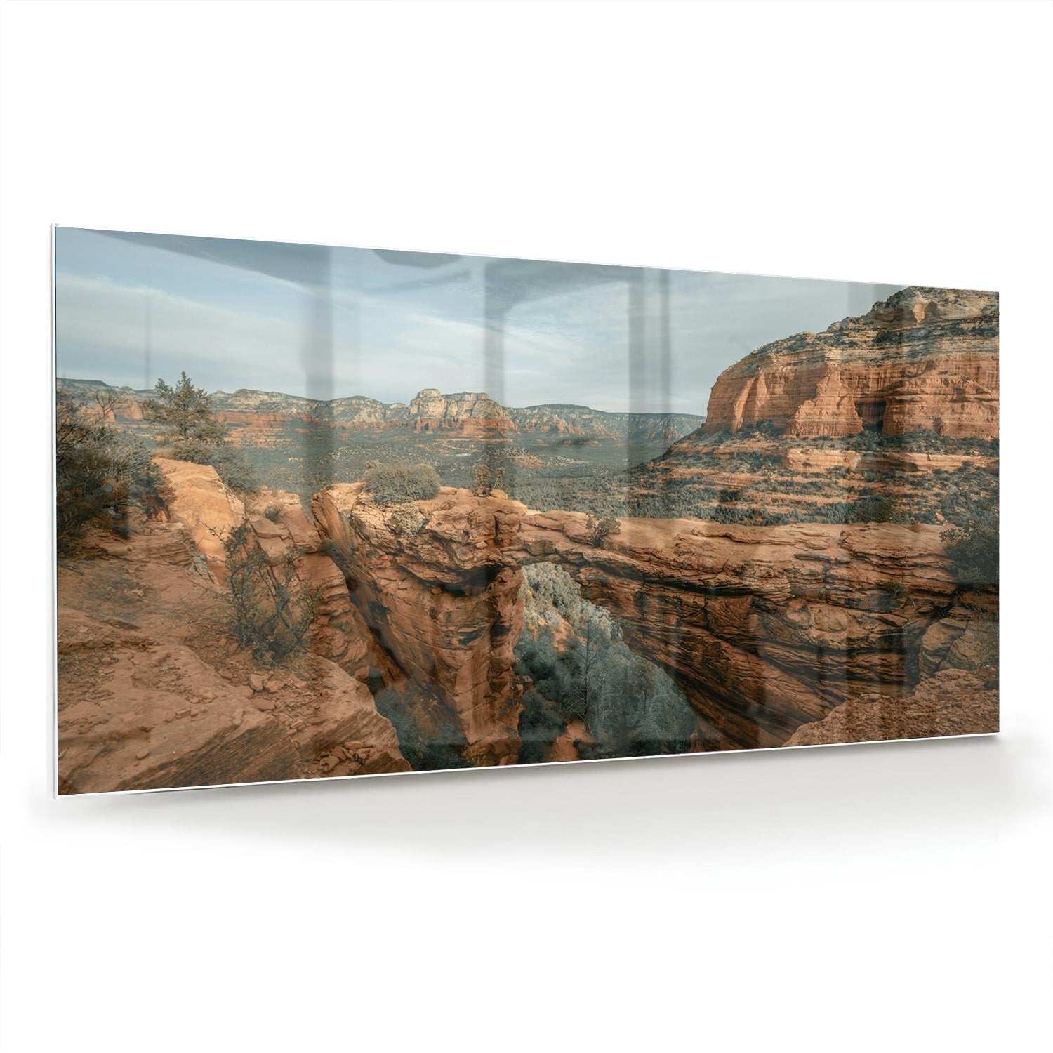 Atemberaubendes Glasbild mit Bergen – Glasbild aus Sicherheitsglas, Größe 70x70_rond