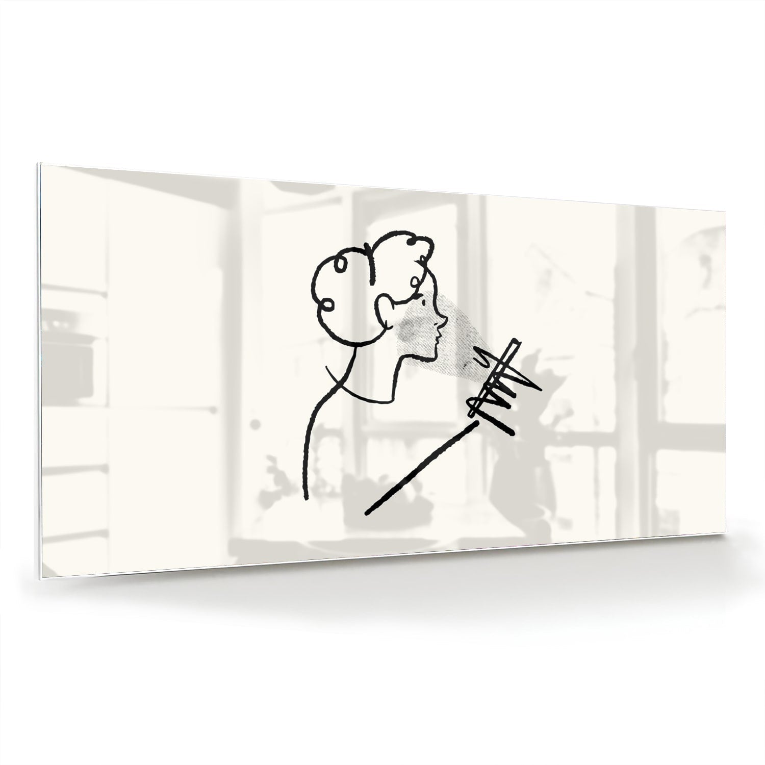 Minimalistisches Glasbild mit moderner Illustration – Glasbild aus Sicherheitsglas, Größe 70x70_rond