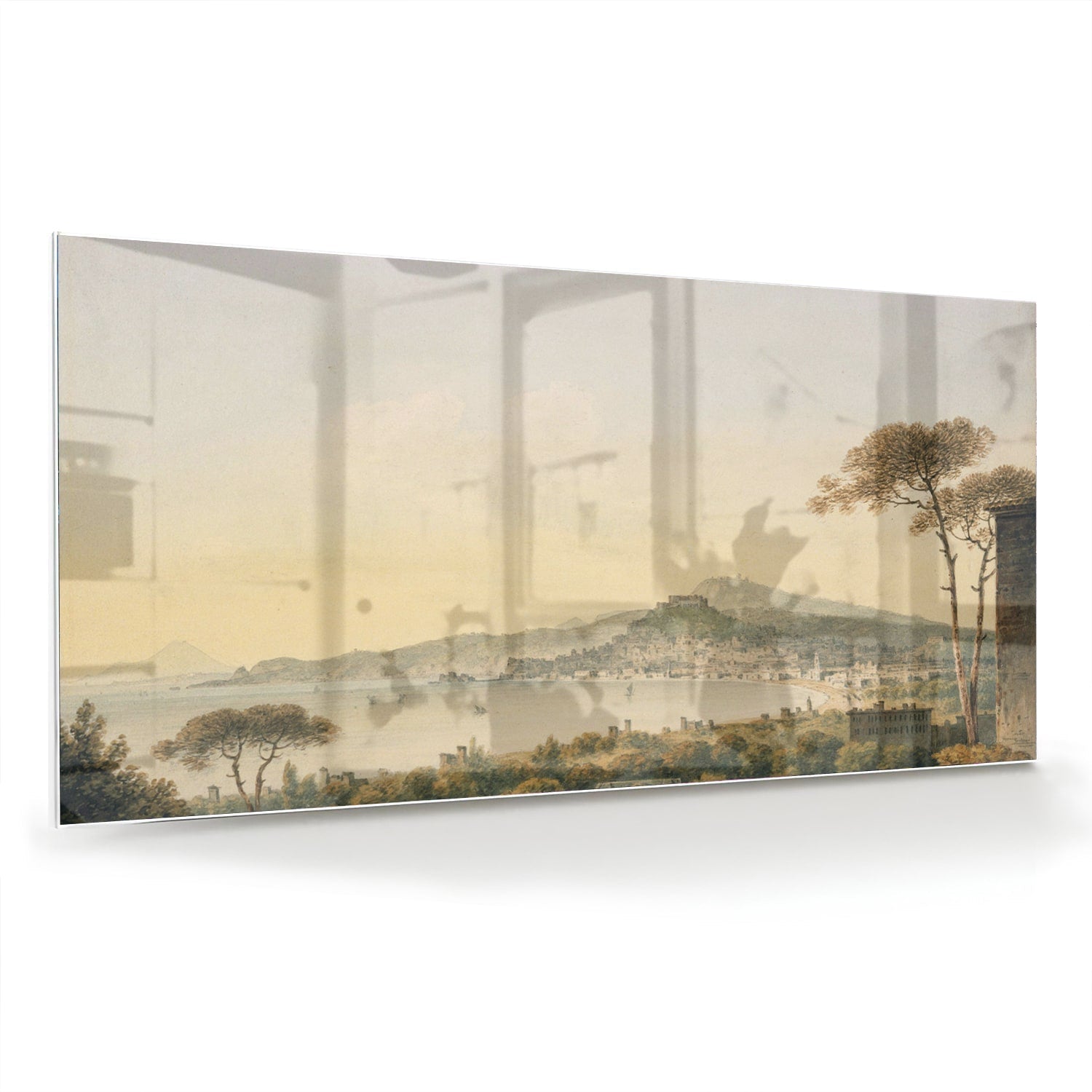 Rustikales Glasbild mit Berglandschaft – Glasbild aus Sicherheitsglas, Größe 70x70_rond