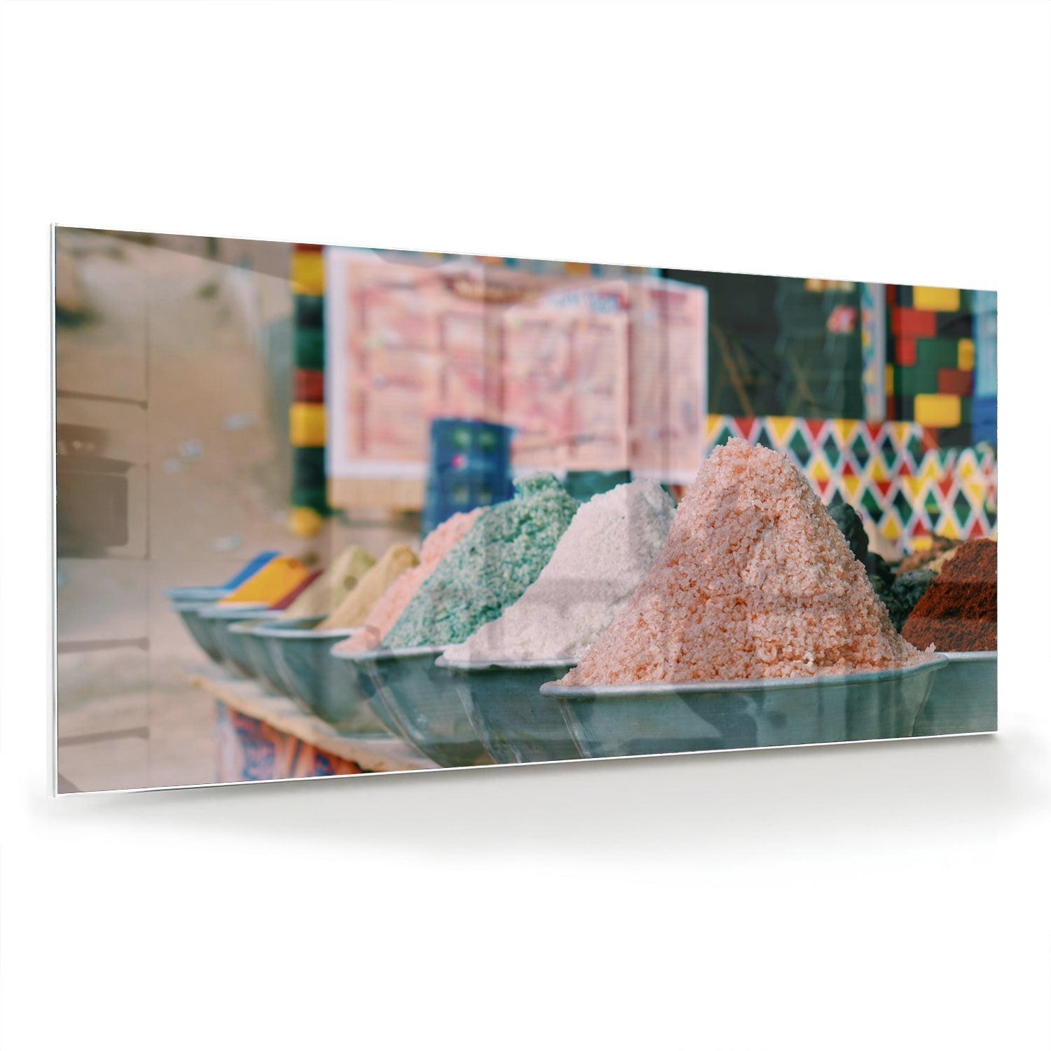 Farbenfrohes Glasbild mit Gewürzen – Glasbild aus Sicherheitsglas, Größe 70x70_rond